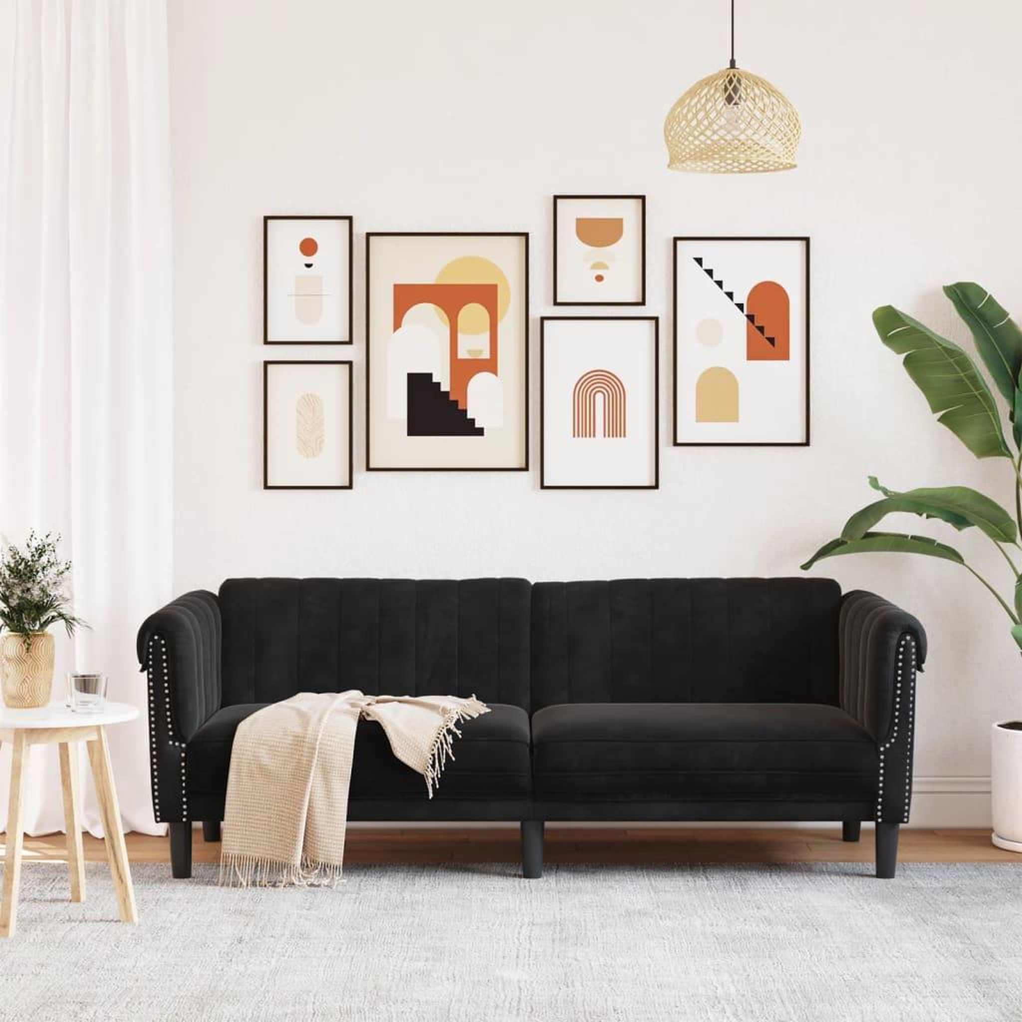 Voir la diapositive 3 : VIDAXL Canape a 3 places noir velours