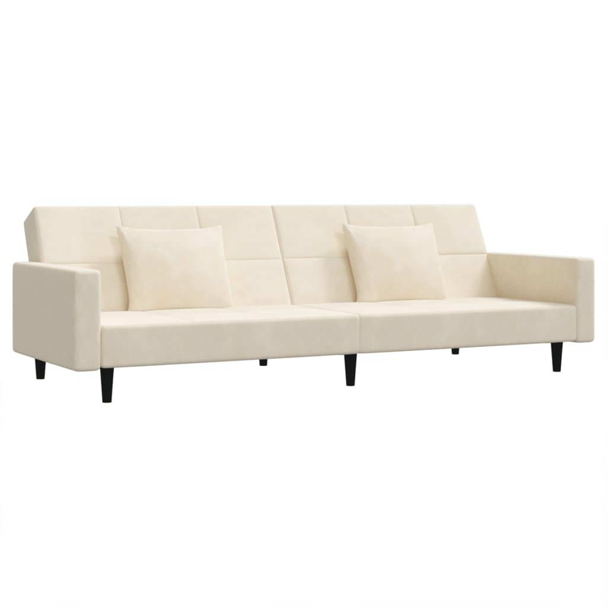 Voir la diapositive 2 : VIDAXL Canape-lit a 2 places avec deux oreillers creme velours