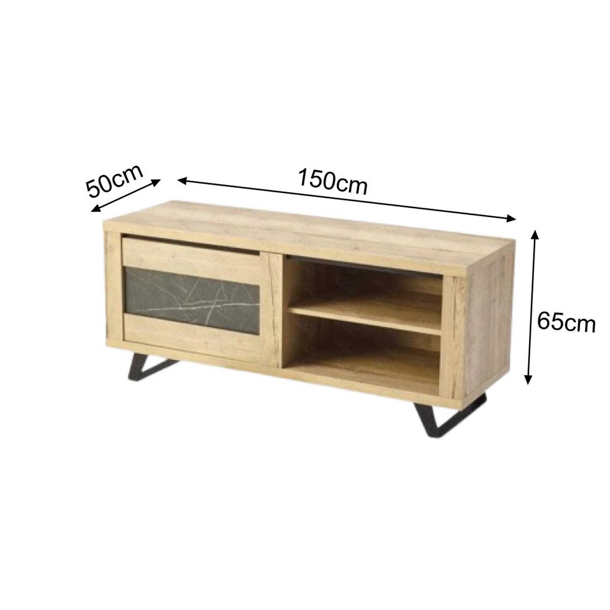 Voir la diapositive 3 : JLC KREATION Meuble tv contemporain bois et porte céramique 150cm horace