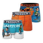 FREEGUN Lot de 3 boxers homme Gaston Lagaffe. Coloris disponibles : Orange