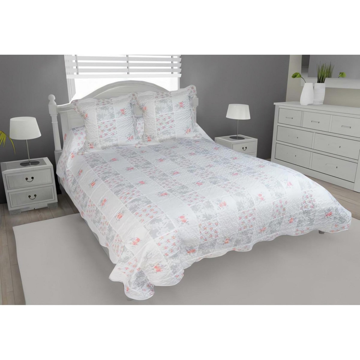 SOLEIL D'OCRE Couvre-lit boutis matelassé 220x240 cm ORANGE avec 2 taies d'oreiller