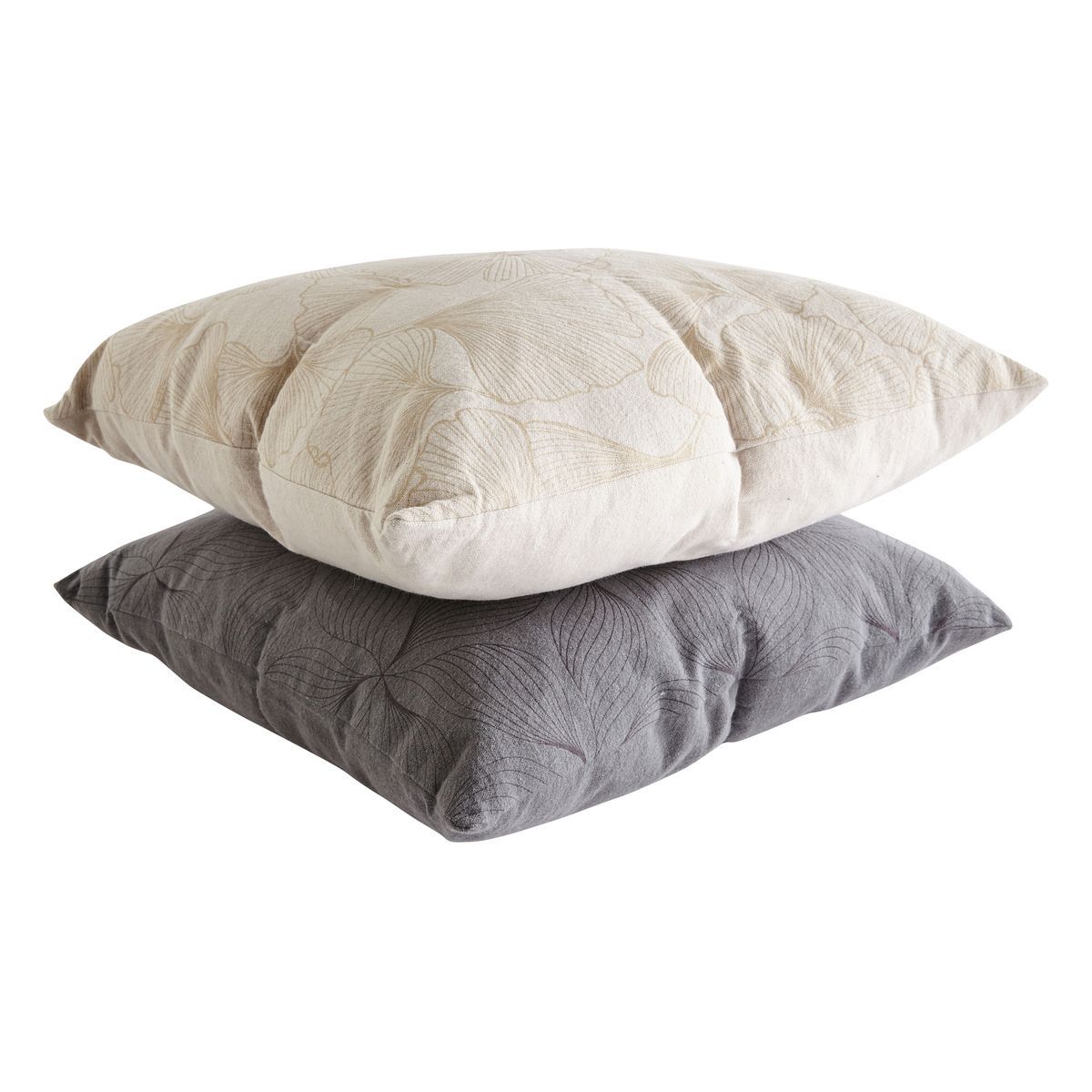 ACTUEL Coussin déco carré déhoussable en coton motif Ginko