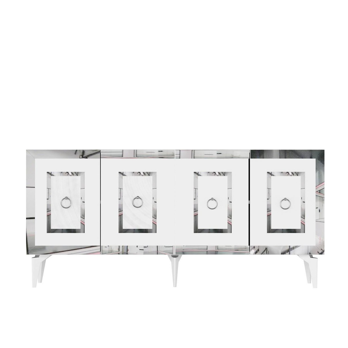 Habitat et Jardin Console en bois  Karya  - 79 x 150 x 40 cm - Blanc, Argent