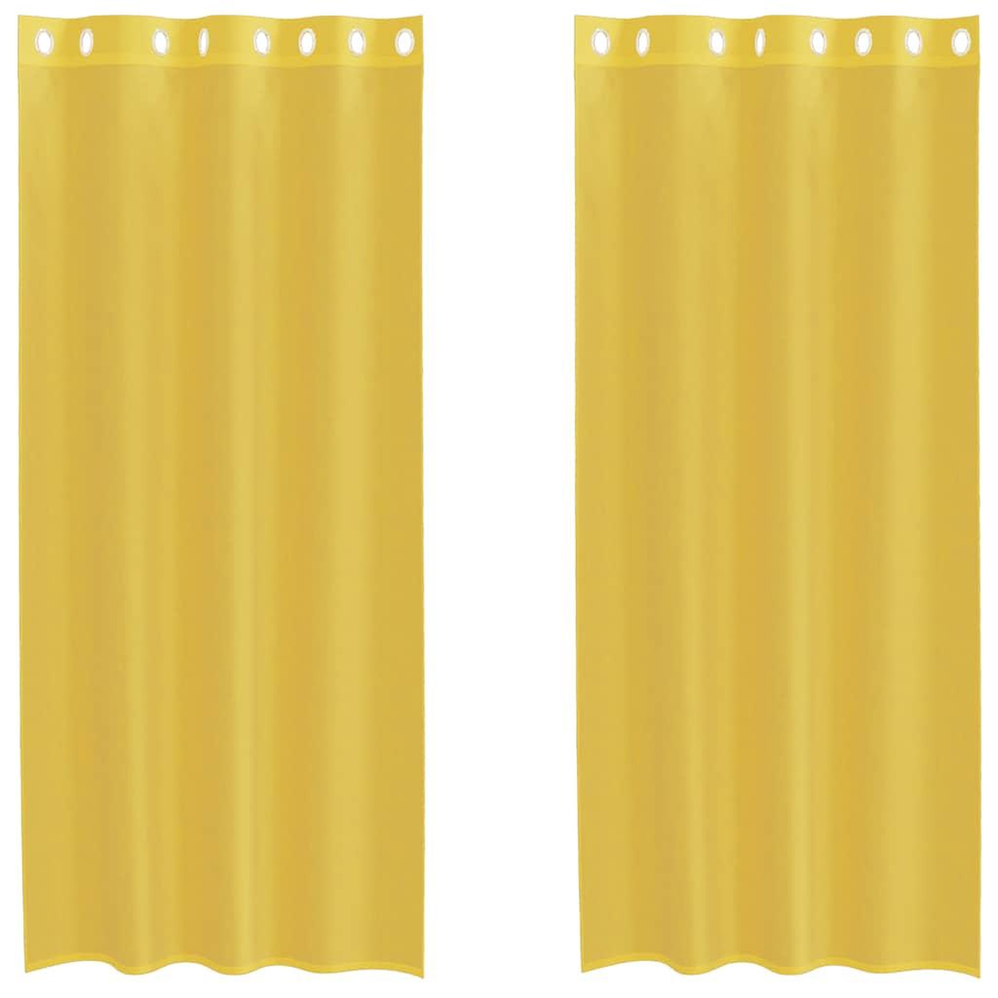 Voir la diapositive 2 : VIDAXL Rideaux en voile avec œillets 2 pcs jaune