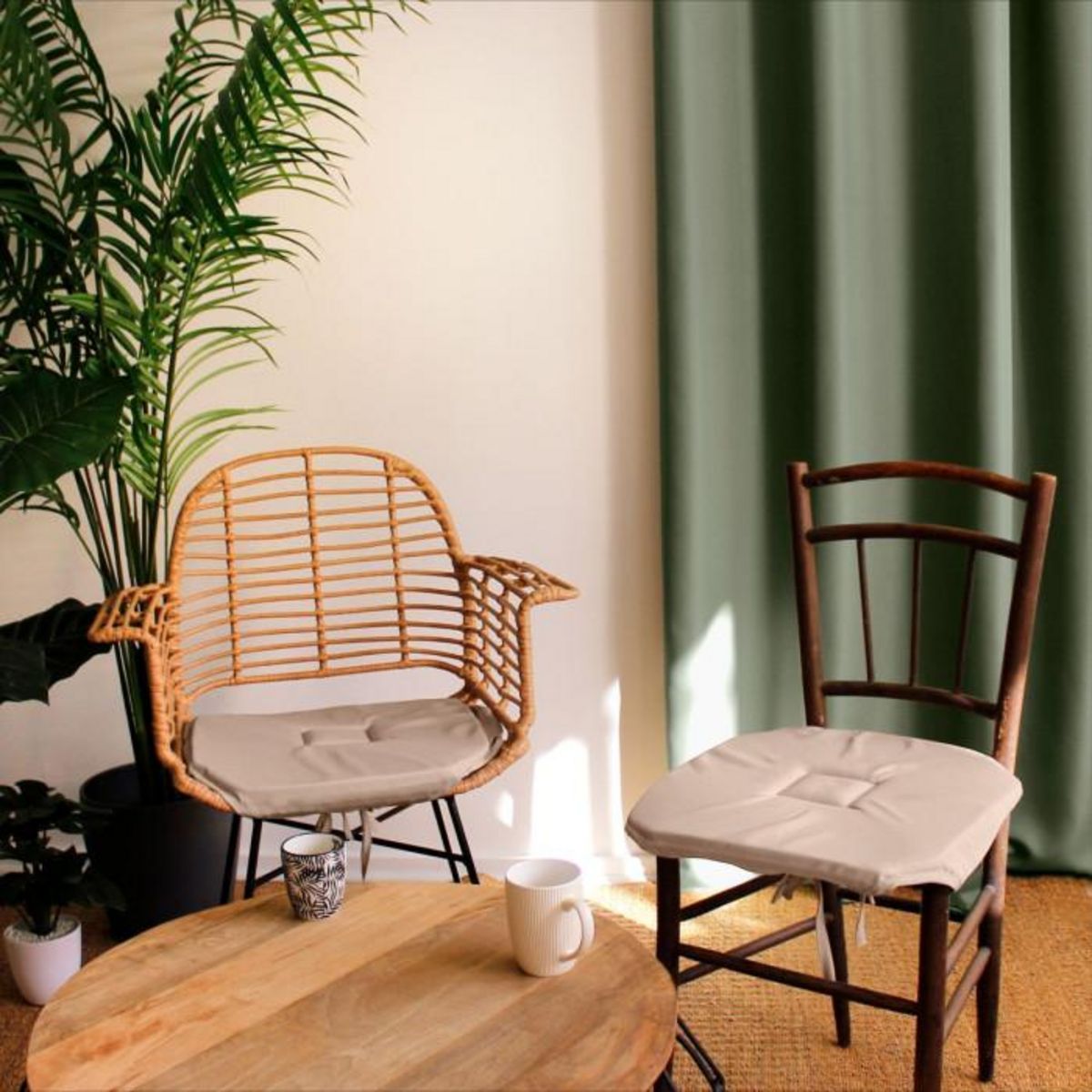 Paris Prix Galette de Chaise Uni  Basic  40x40cm Naturel