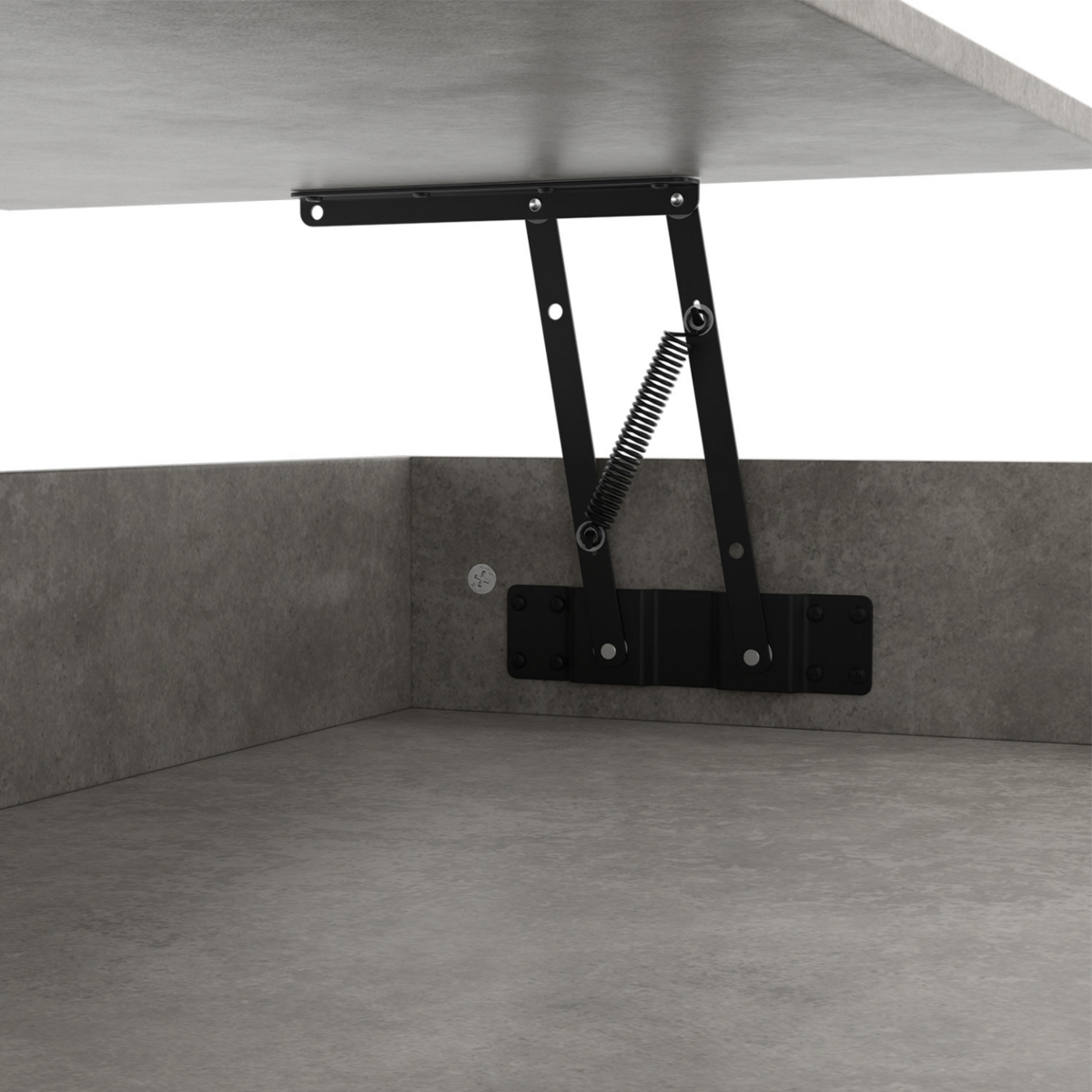 ID MARKET Table basse plateau relevable rectangulaire EDEN effet béton et blanc