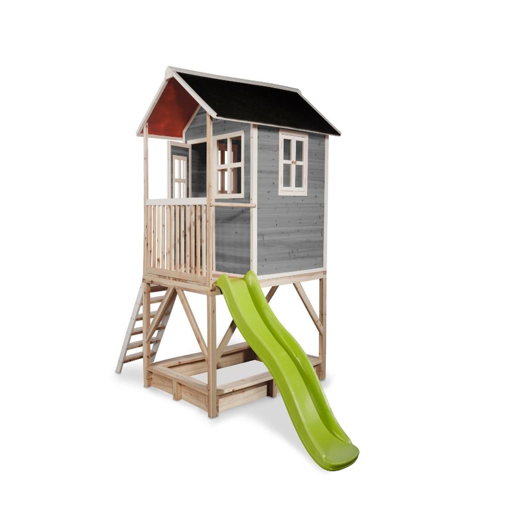 Voir la diapositive 2 : EXIT TOYS Maisonnette en bois pour enfants loft 500 gris - exit toys