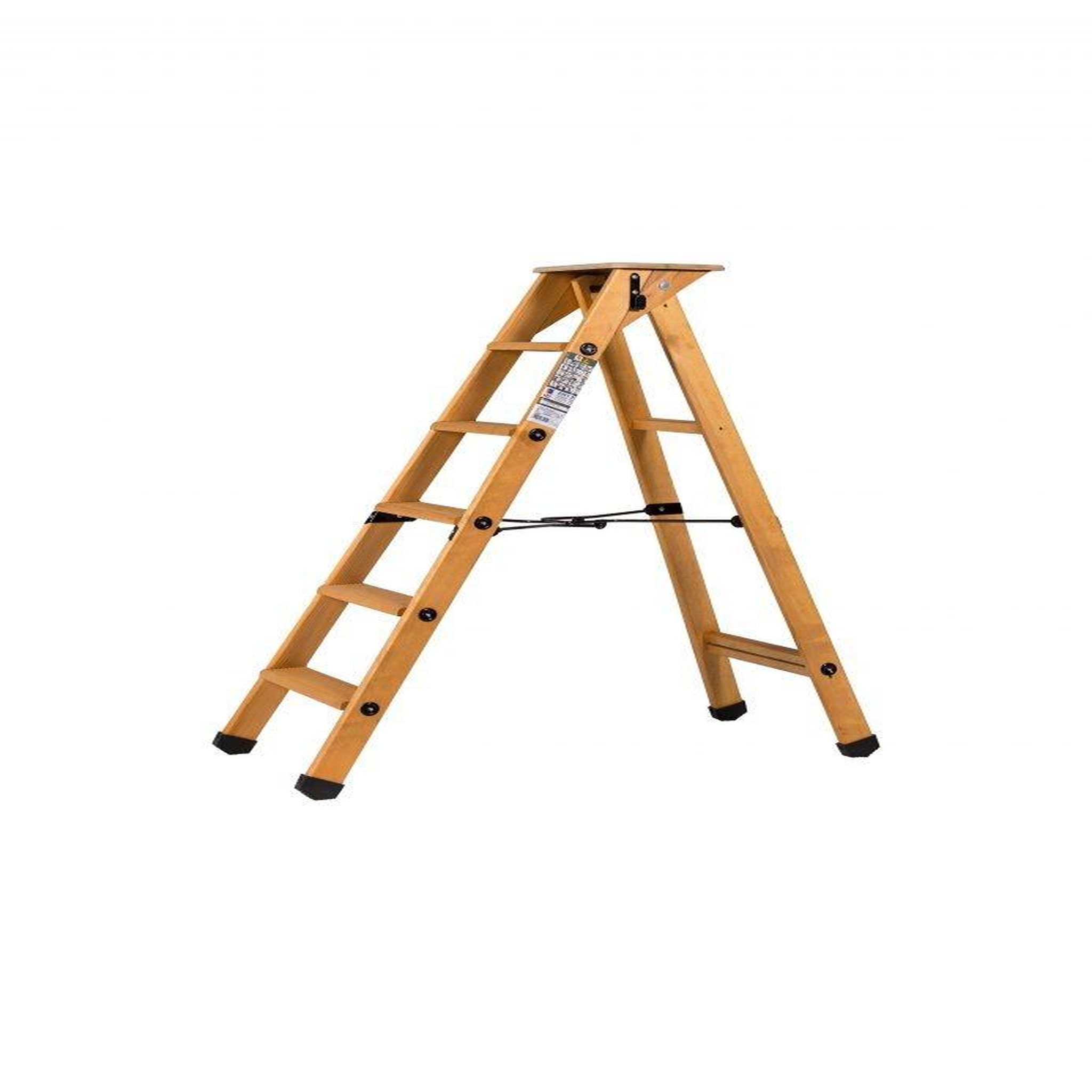 Centaure Escabeau Lyonnais bois 5 marches + tablette - hauteur de travail 2,65m