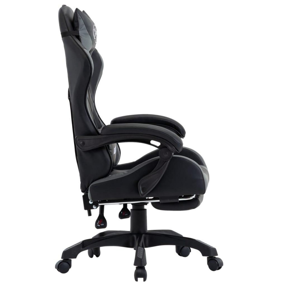 VIDAXL Fauteuil de jeux video avec repose-pied Gris et noir Similicuir