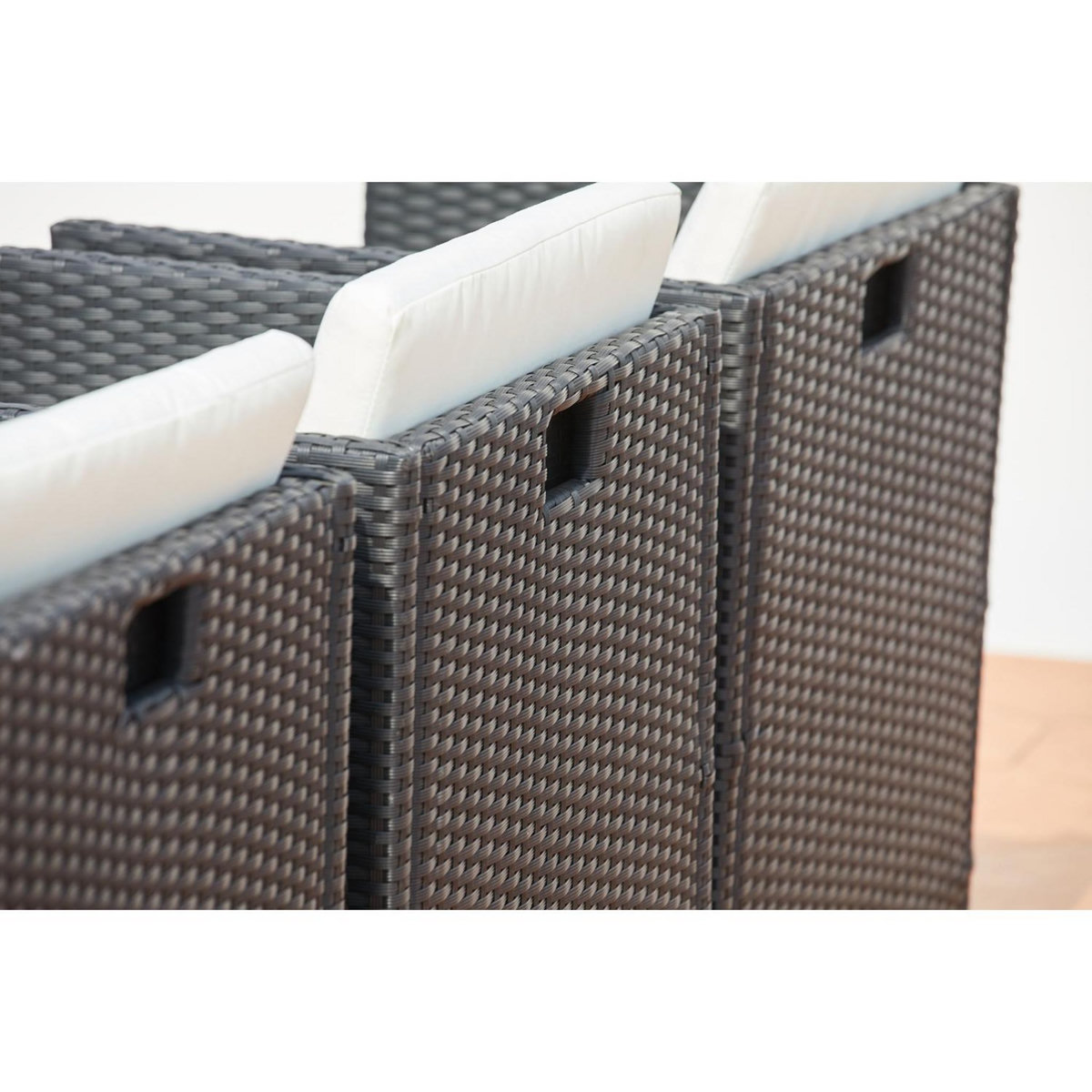 CONCEPT USINE Table et chaises 10 places encastrables résine noir-blanc MIAMI