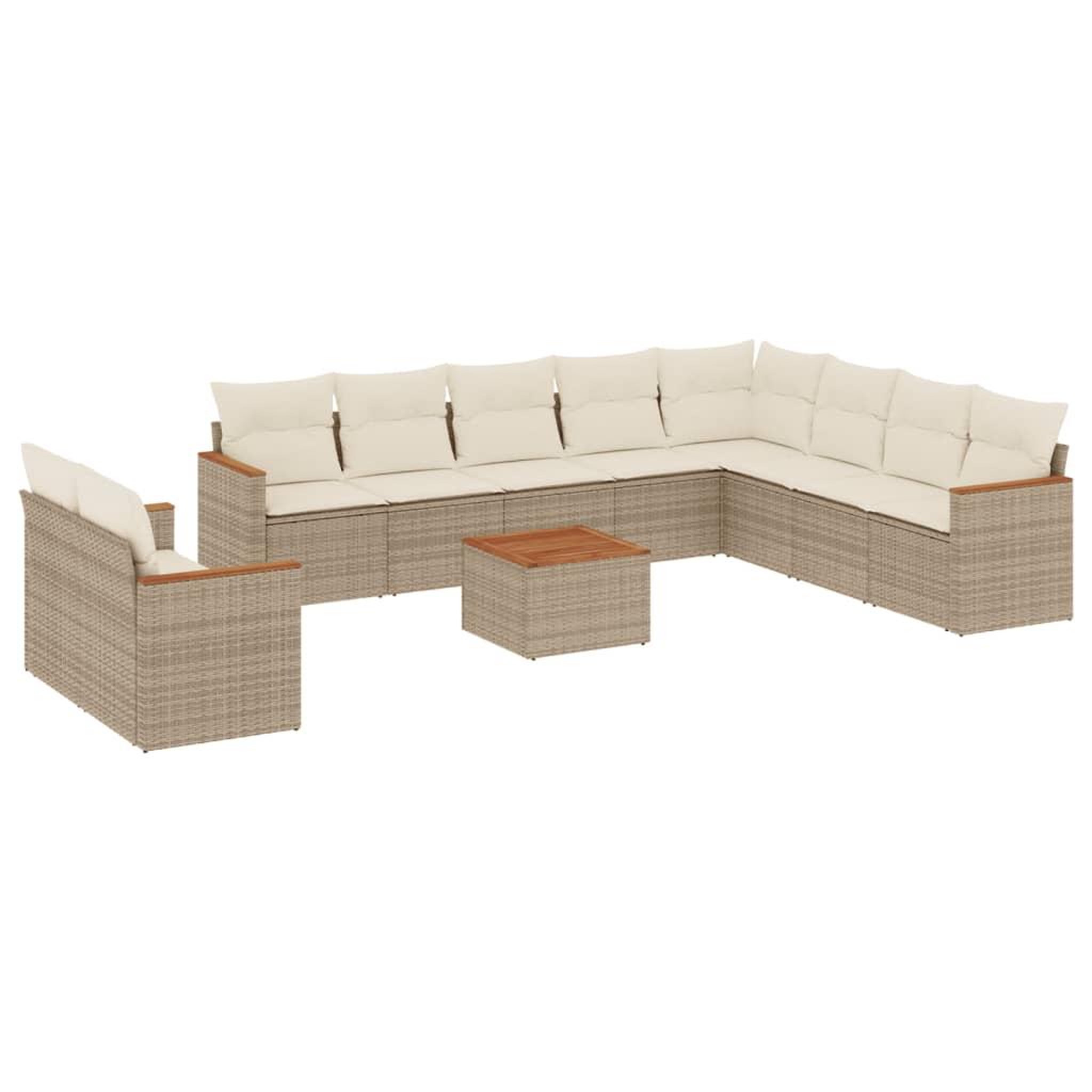 Voir la diapositive 2 : VIDAXL Salon de jardin 11 pcs avec coussins beige resine tressee