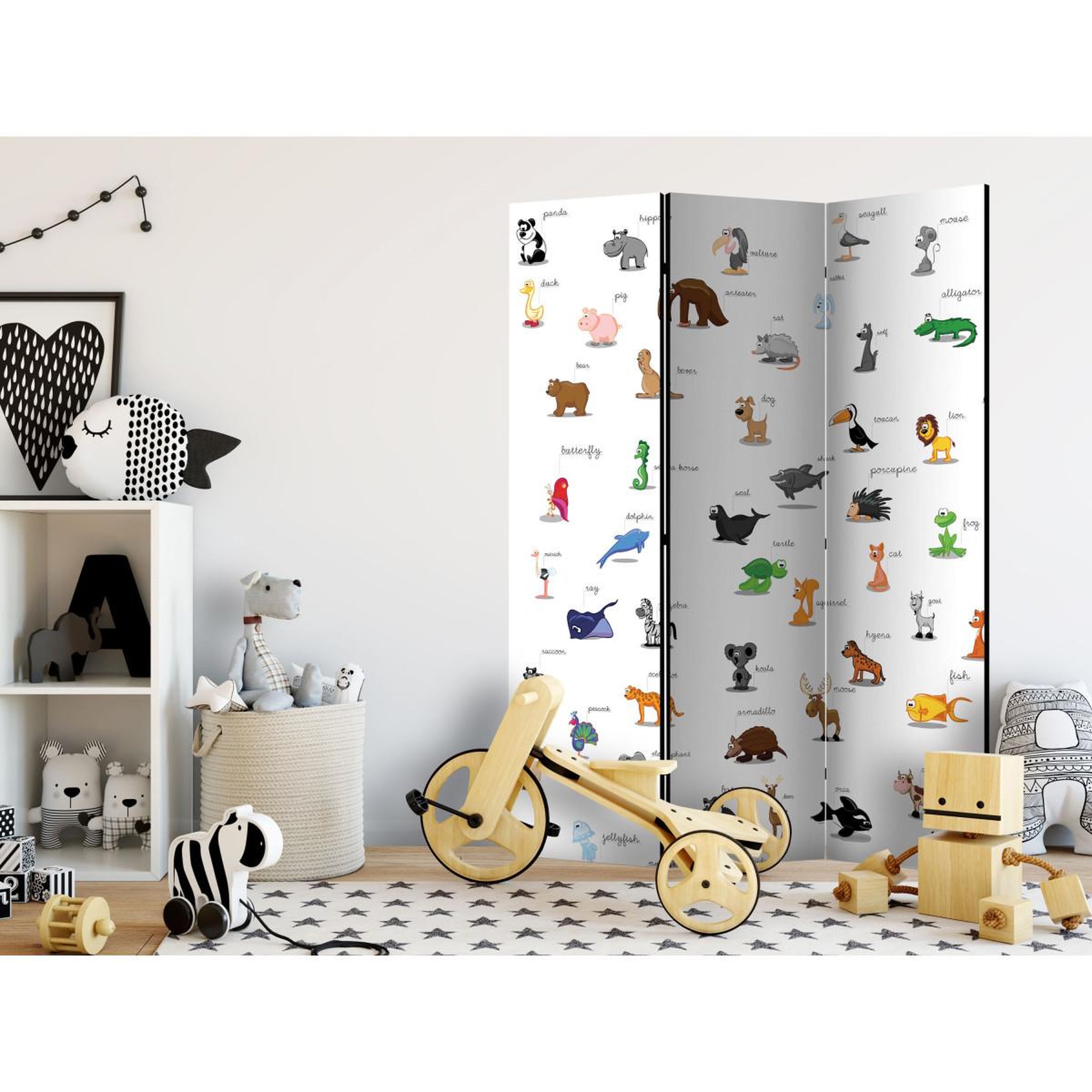 Voir la diapositive 2 : Paris Prix Paravent 3 volets  animals for children  135x172cm