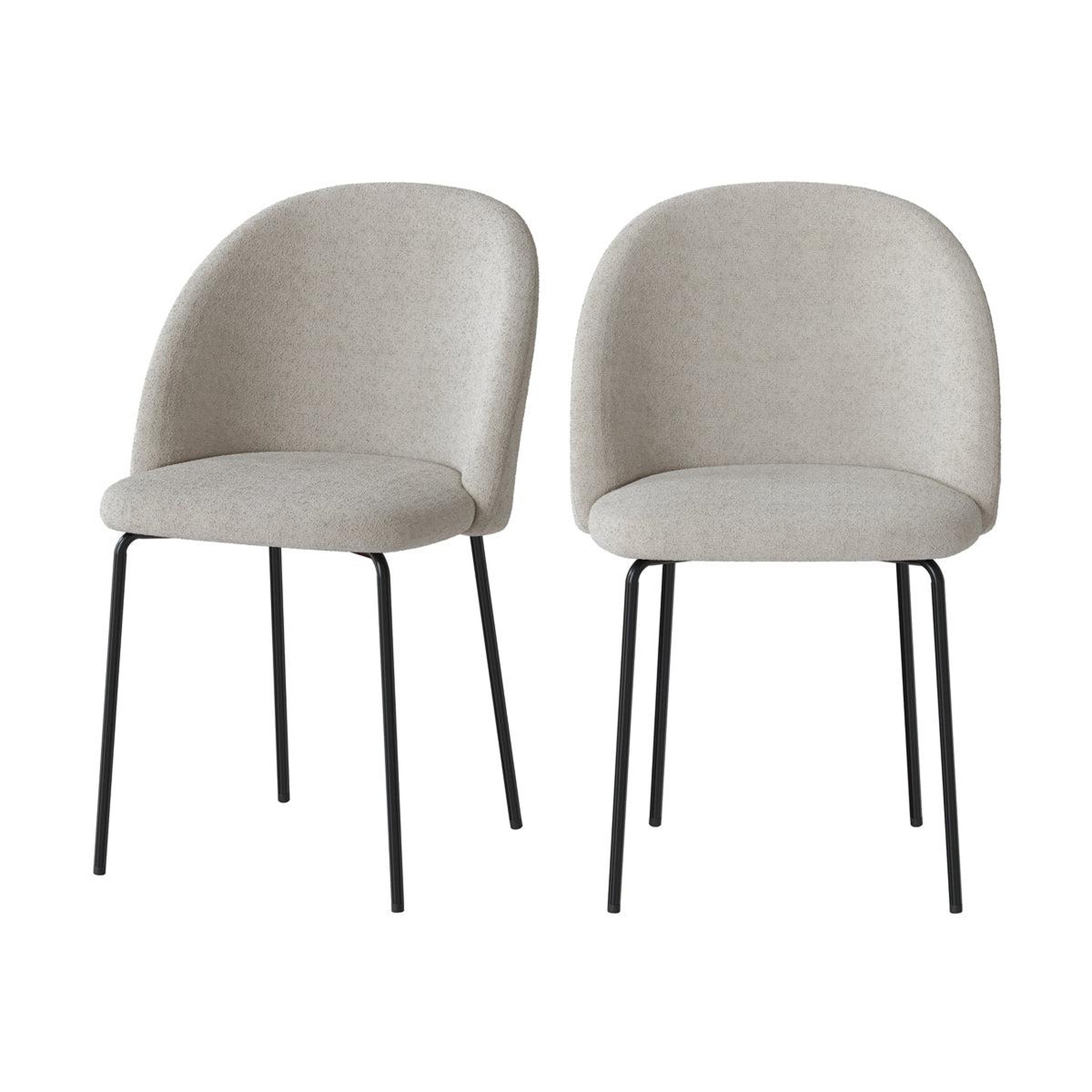 MAISON PAVANE Lot de 2 chaises en tissu bouclette beige-karl