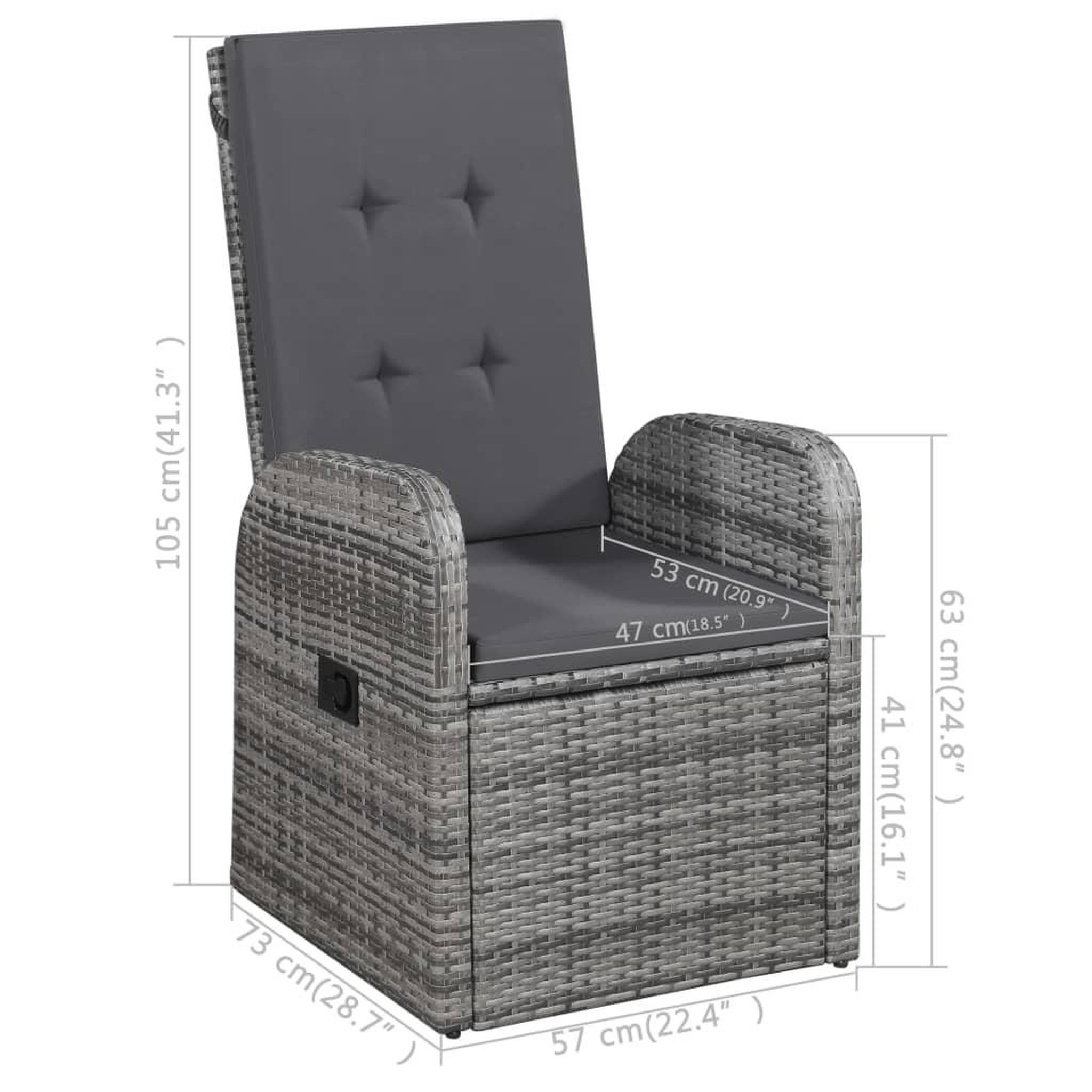 Voir la diapositive 6 : VIDAXL Ensemble a manger de jardin 3 pcs Gris