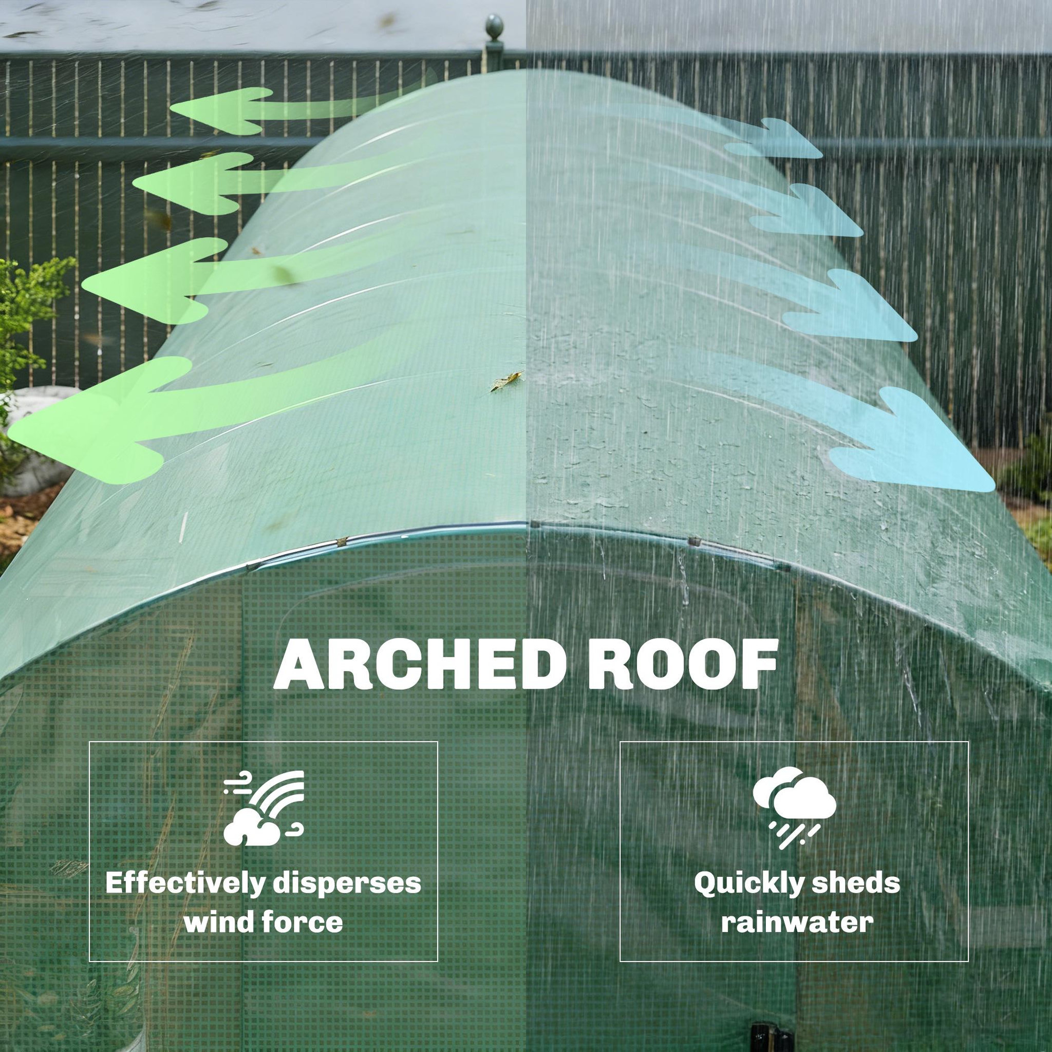 Voir la diapositive 4 : OUTSUNNY Serre tunnel de jardin 18 m² porte 12 fenêtres enroulables acier PE vert