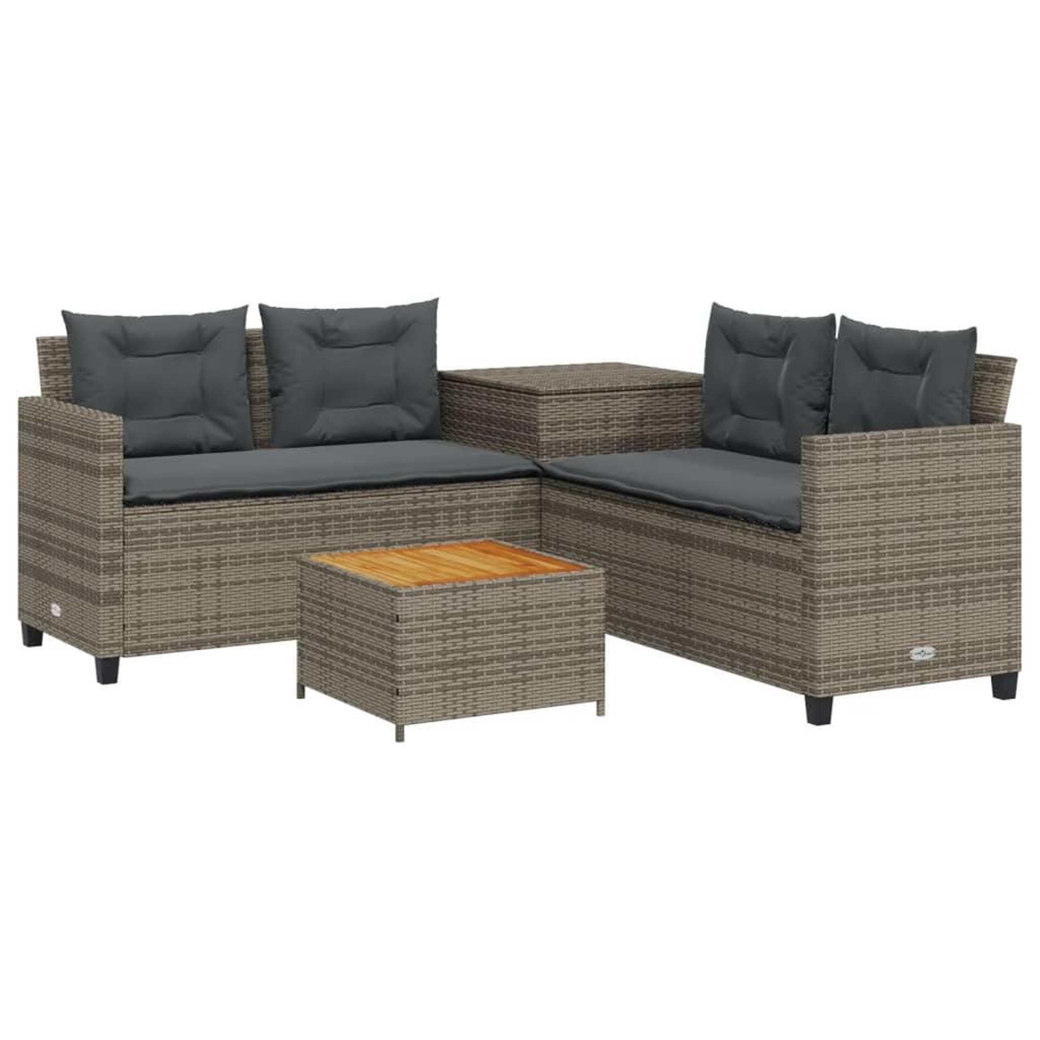 Voir la diapositive 2 : VIDAXL Canape de jardin avec table et coussins en forme de L gris