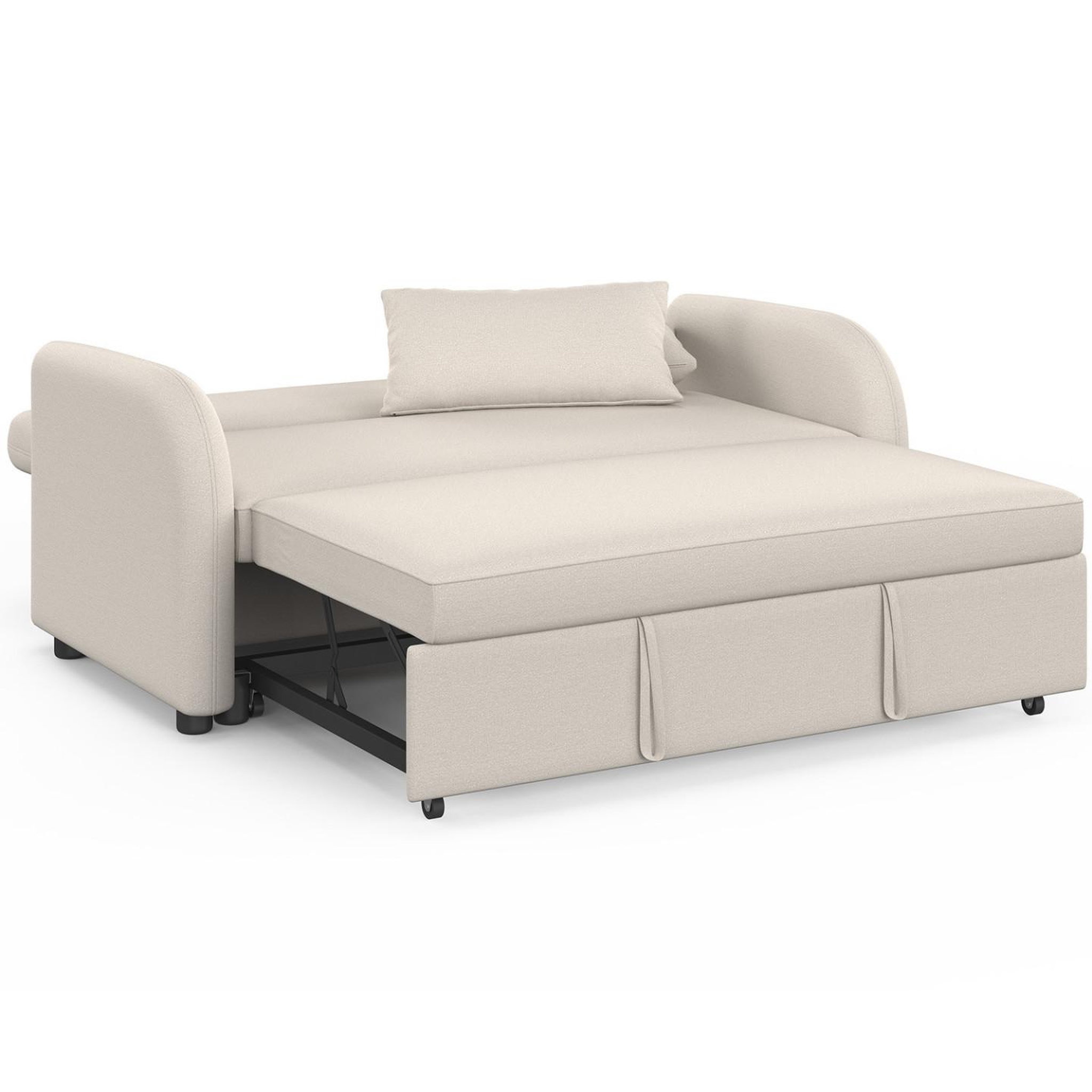 Voir la diapositive 3 : ID MARKET Canapé droit 2 places convertible noah en tissu beige