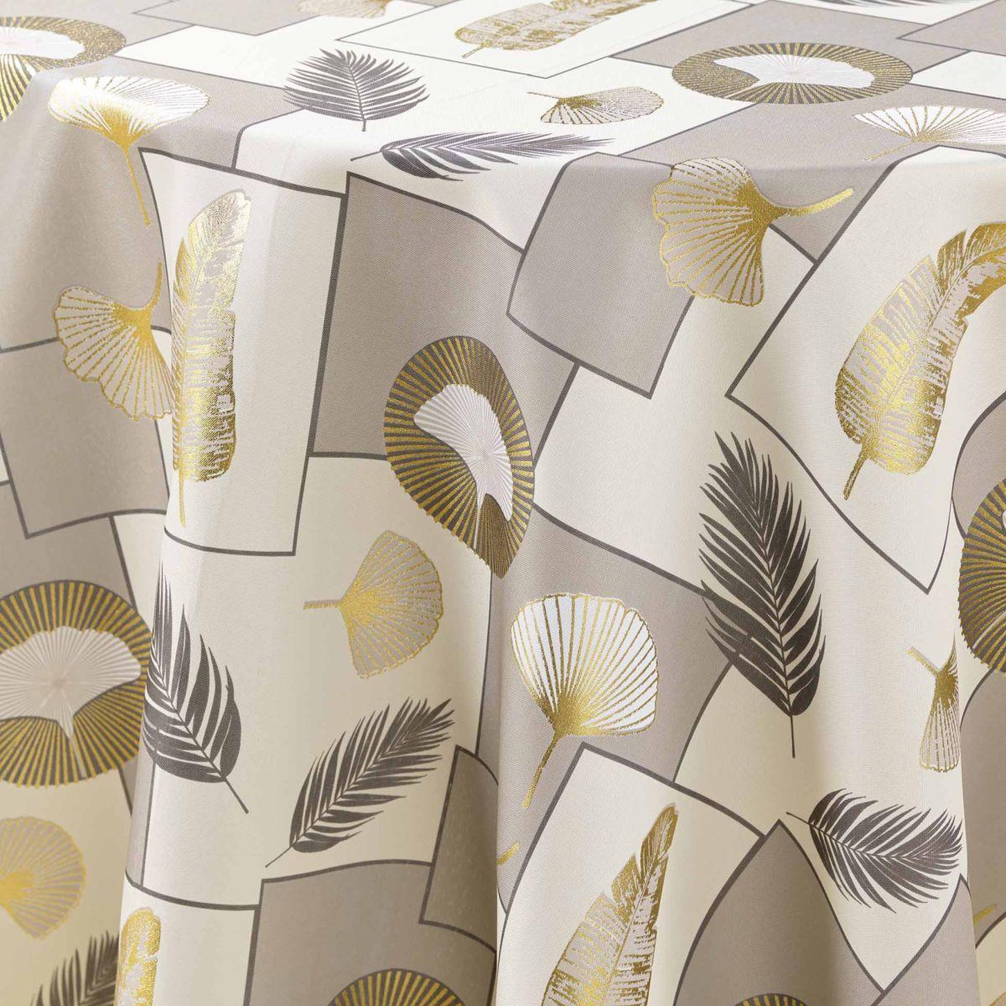 Voir la diapositive 3 : Douceur d'Intérieur Nappe ronde antitache imprimé  natane  180cm naturel