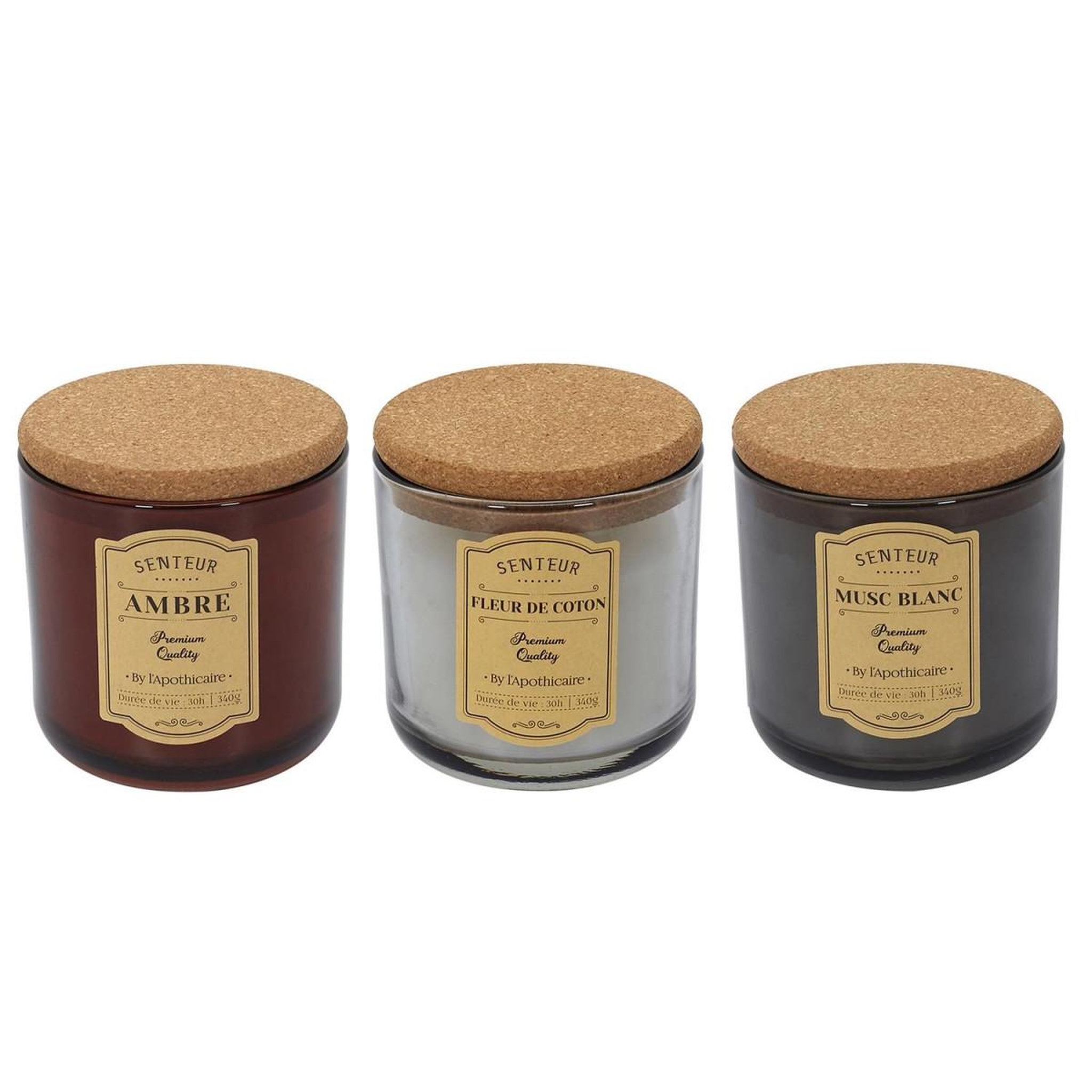 The Home Deco Factory Lot de 3 bougies parfumées  apoth  10cm multicolore