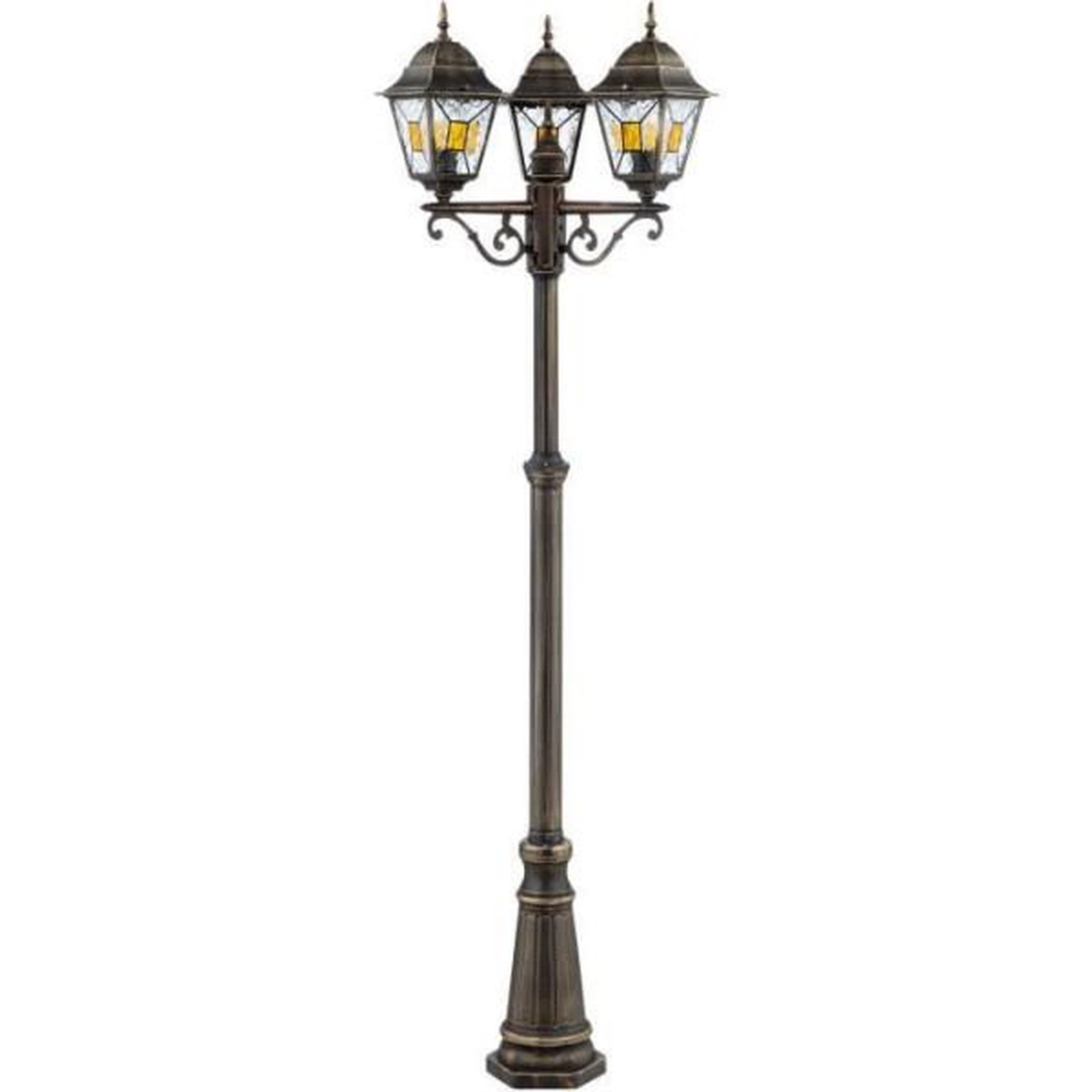 Voir la diapositive 2 : BRILLIANT Lampadaire extérieur JANEL - BRILLIANT - noir doré - métal/verre - 3x60W - IP44