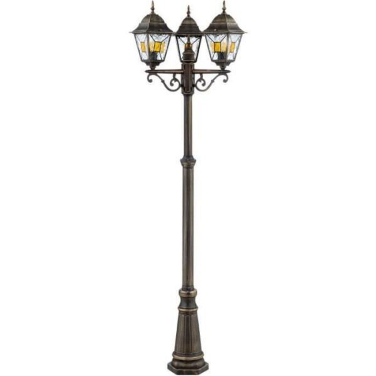 BRILLIANT Lampadaire extérieur JANEL - BRILLIANT - noir doré - métal/verre - 3x60W - IP44