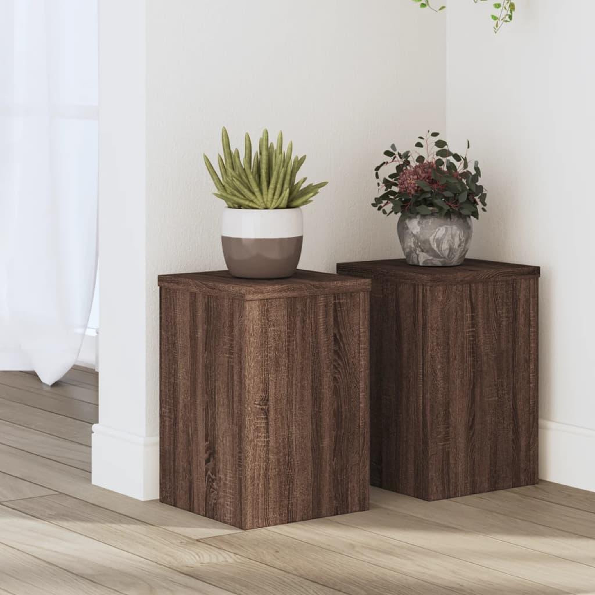 VIDAXL Supports pour plantes 2 pcs chene marron bois d'ingenierie