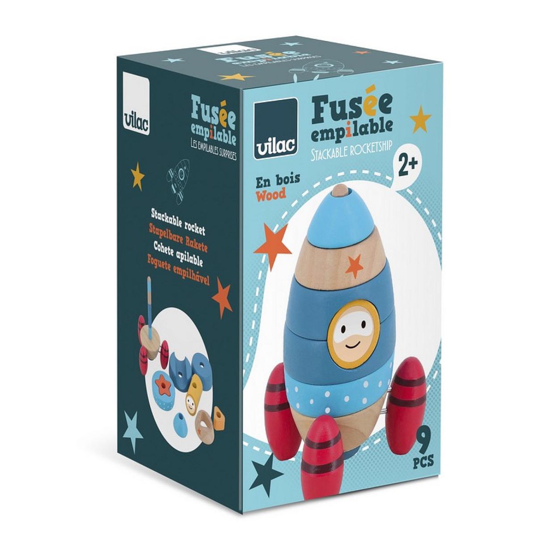 Vilac empilable surprise fusée en bois