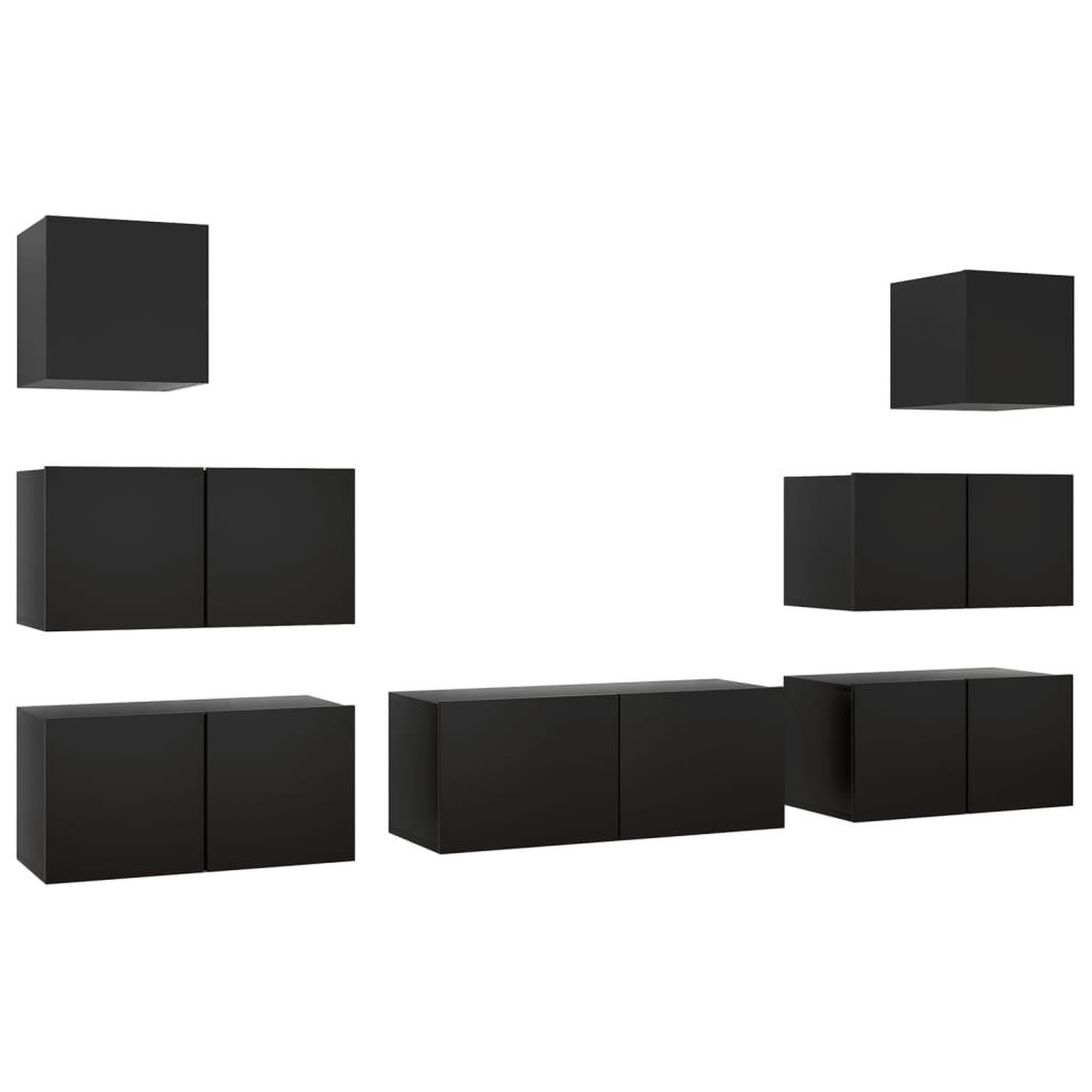 Voir la diapositive 2 : VIDAXL Ensemble de meuble TV 7 pcs Noir Bois d'ingenierie