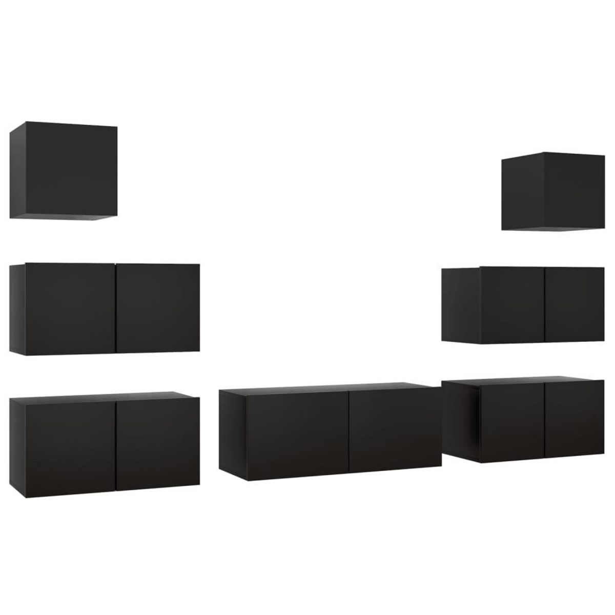 VIDAXL Ensemble de meuble TV 7 pcs Noir Bois d'ingenierie