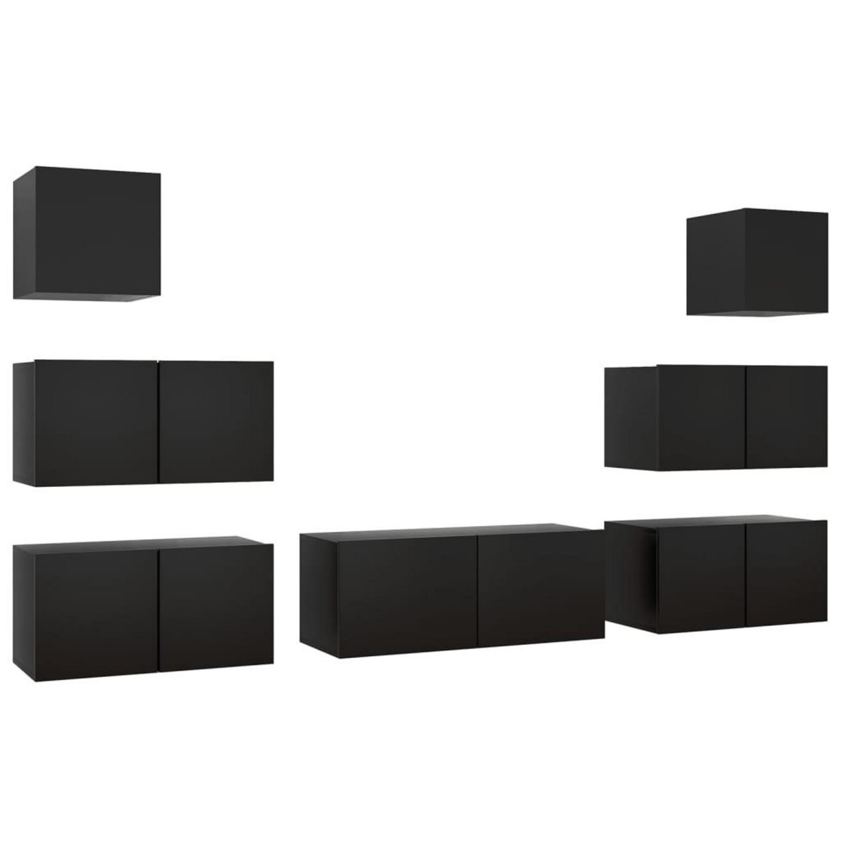 VIDAXL Ensemble de meuble TV 7 pcs Noir Bois d'ingenierie