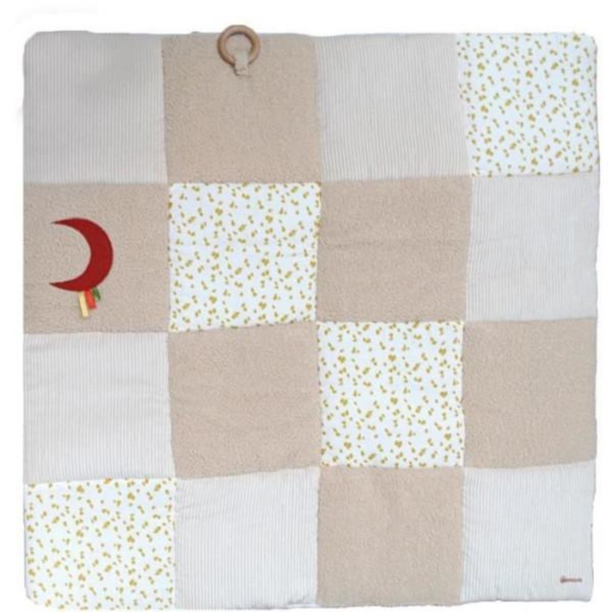 DOMIVA Tapis d'éveil - DOMIVA - Honey Moon - Patchwork - Anneau en bois et lune décorative