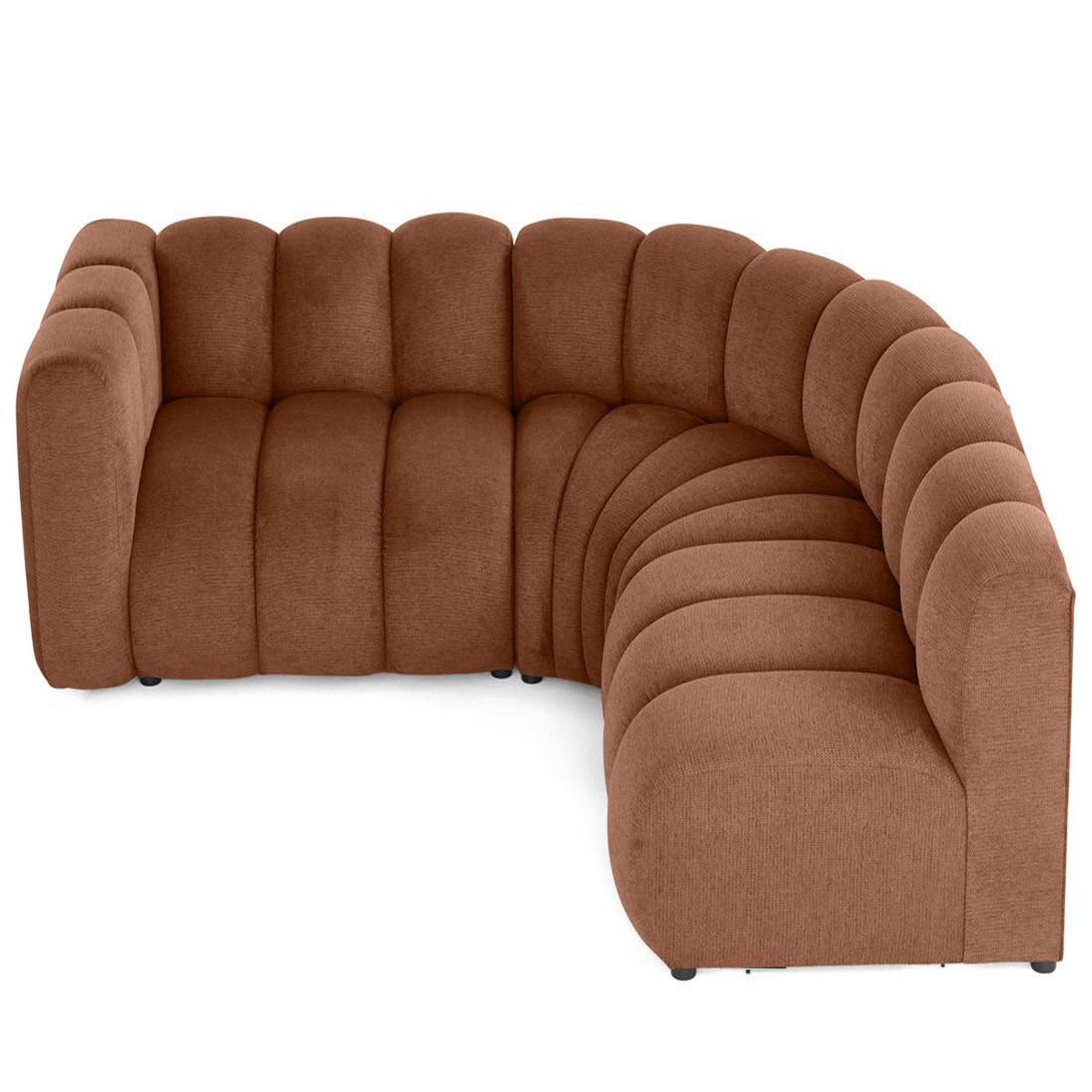 Voir la diapositive 3 : LISA DESIGN Debbie - canapé modulable d'angle droit 4 places avec accoudoir en tissu texturé