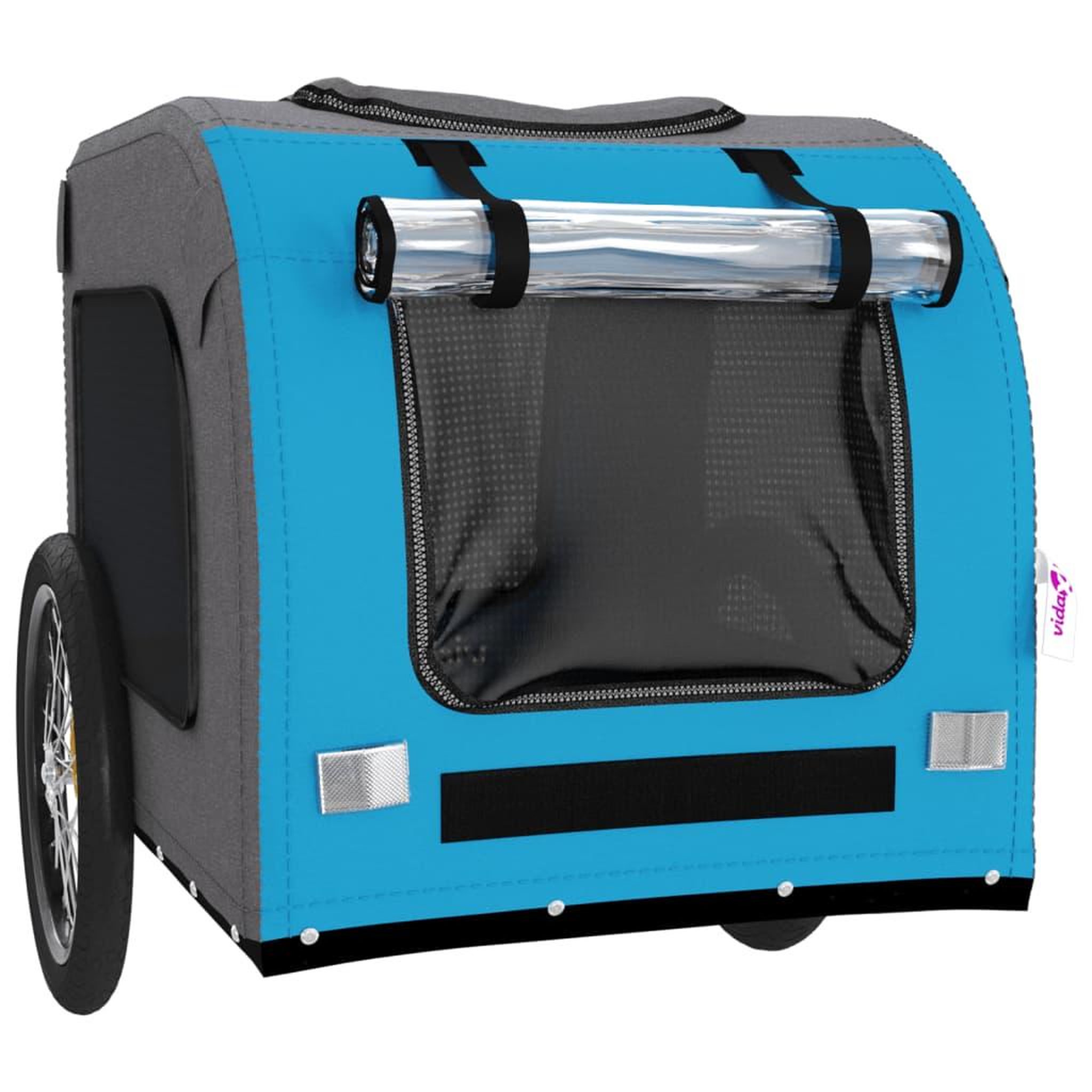 Voir la diapositive 5 : VIDAXL Remorque de velo pour animaux de compagnie bleu et gris