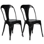 ID MARKET Lot de 2 chaises LENY métal noir mat empilable aspect brut factory