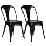 Voir la diapositive 1 : ID MARKET Lot de 2 chaises LENY métal noir mat empilable aspect brut factory