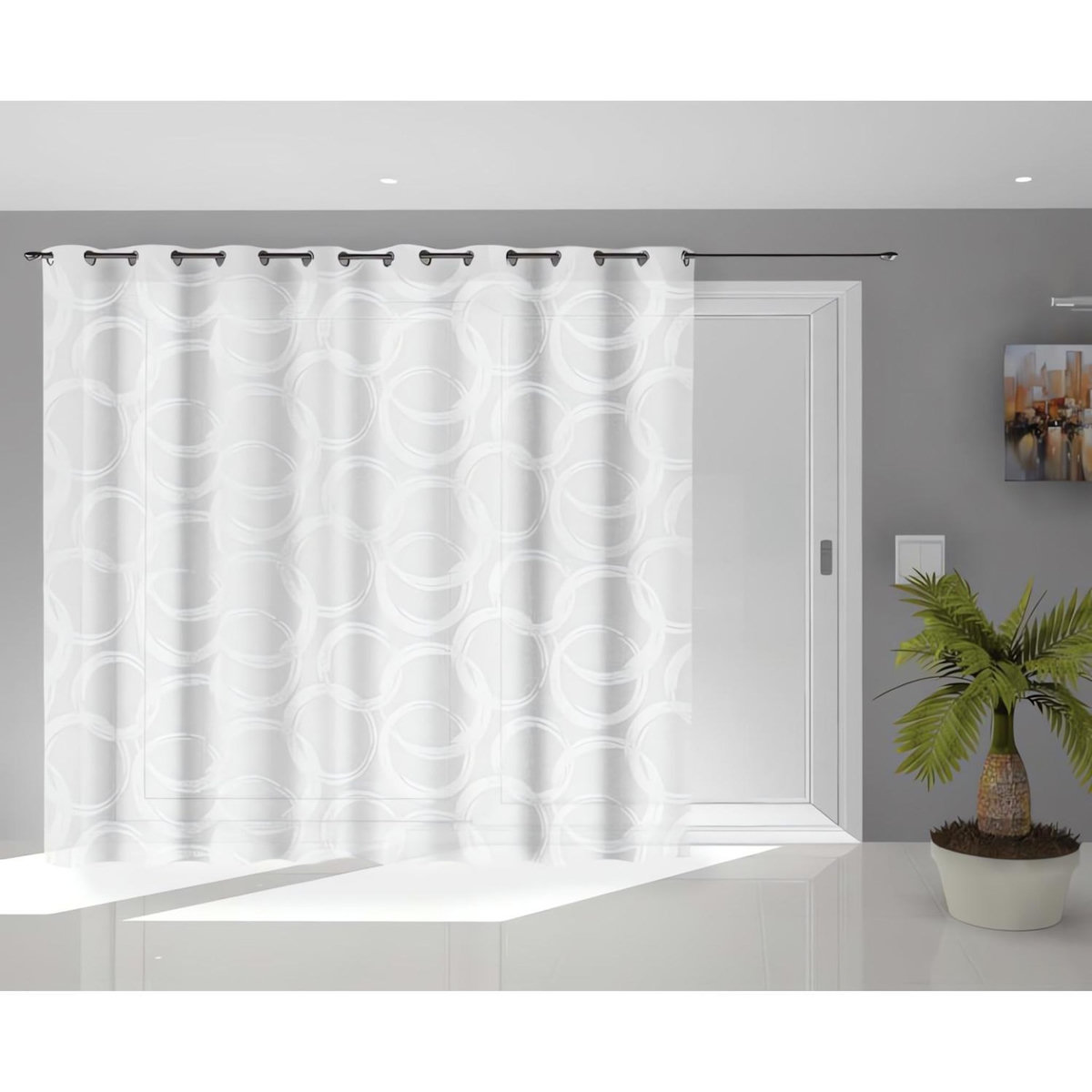 SOLEIL D'OCRE Voile à oeillets baie vitrée 280x250 CIRCLE, par Soleil d'Ocre