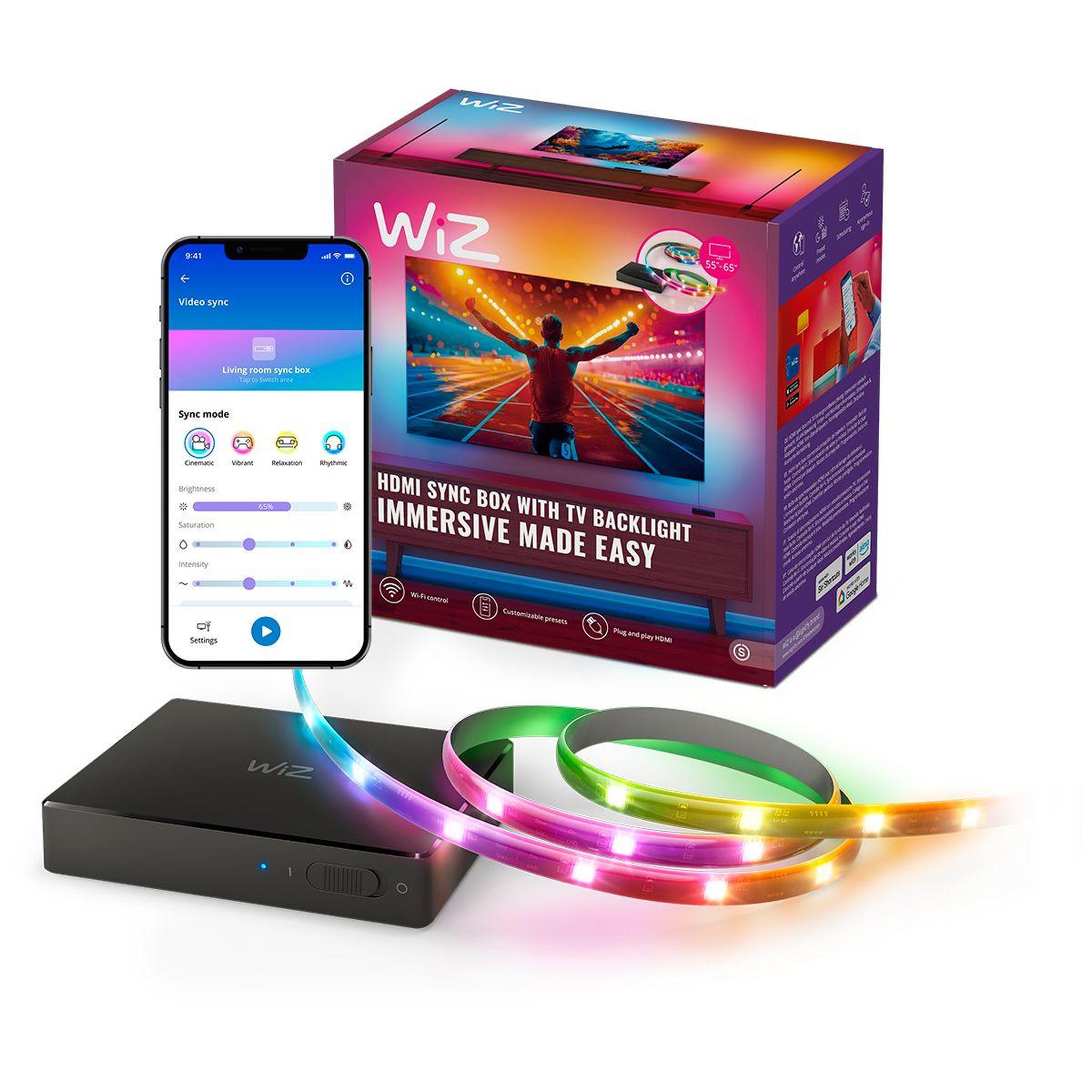 WIZ Boîtier de synchronisation HDMI Sync box+Lightstrip 55 à 65''