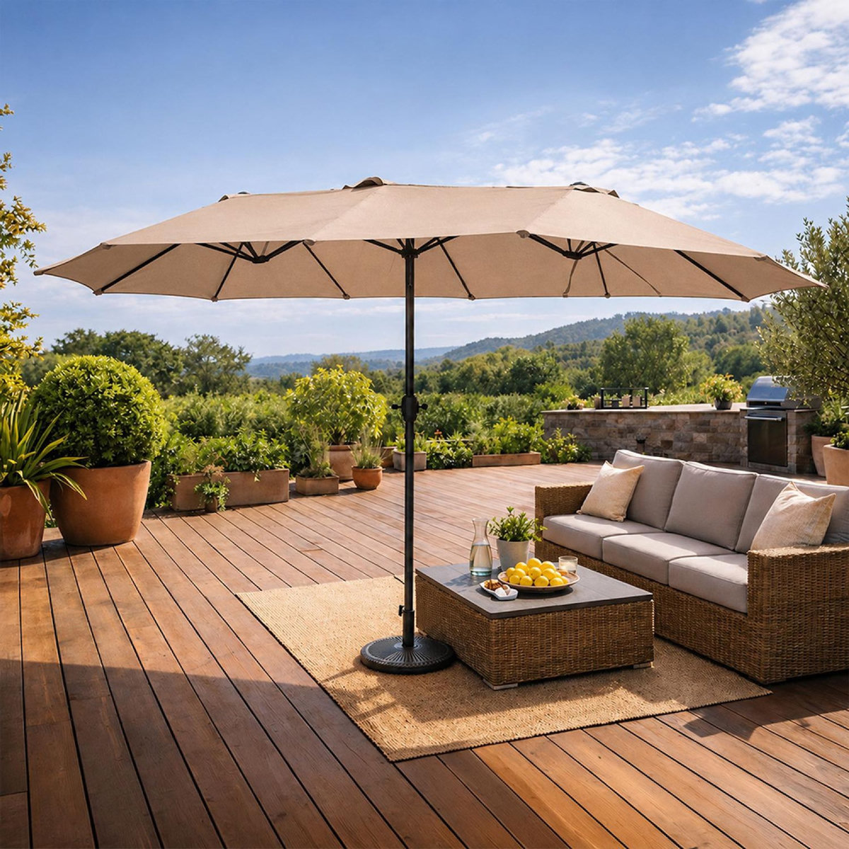 CONCEPT USINE Parasol rectangulaire double 2,7x4,6m taupe VENICE