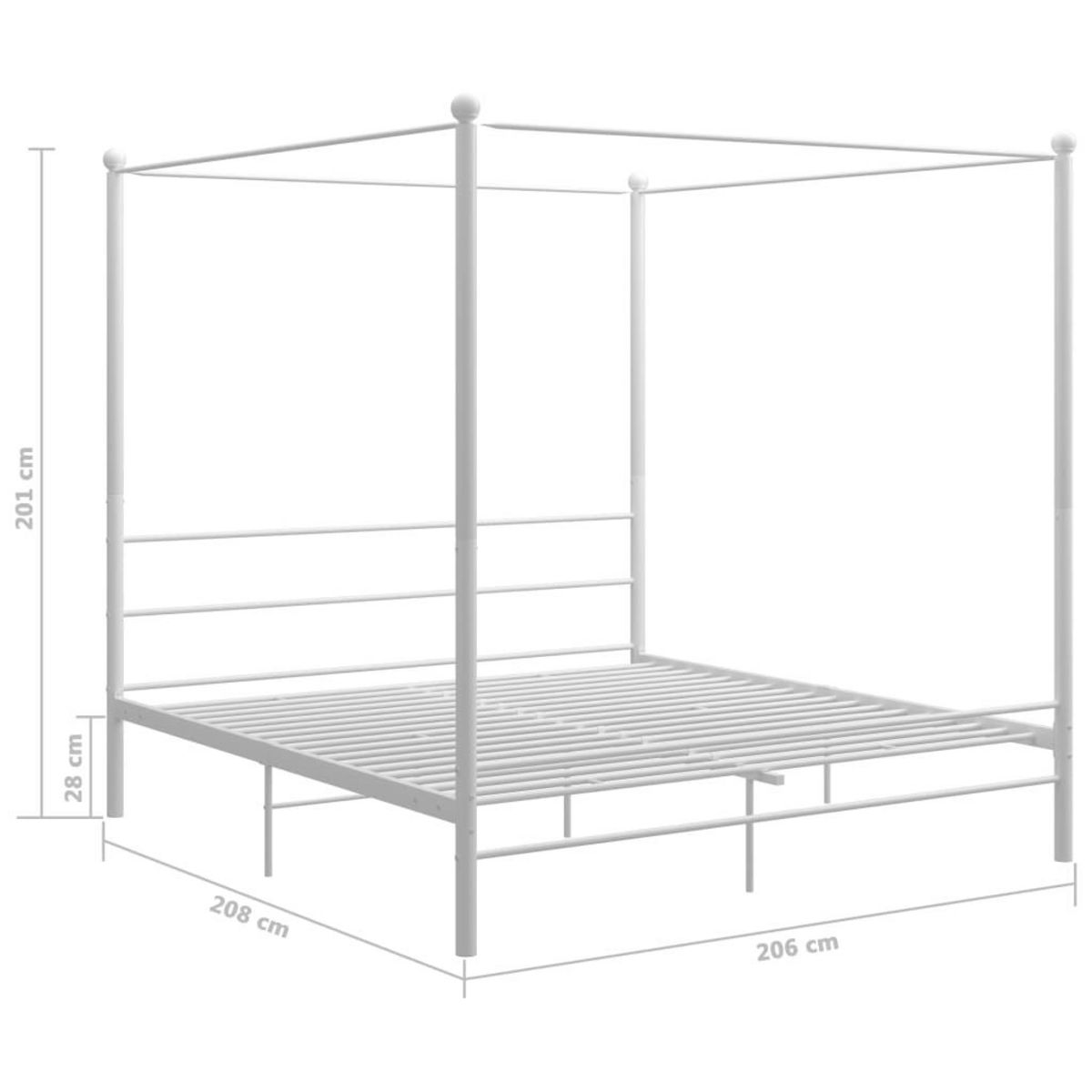 VIDAXL Cadre de lit a baldaquin sans matelas blanc metal 200x200 cm