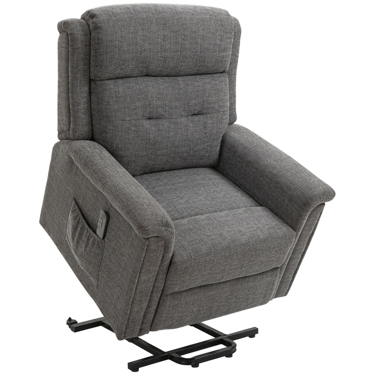 HOMCOM Fauteuil releveur électrique inclinable - repose-pied ajustable - télécommande - Fauteuil de relaxation - tissu polyester aspect lin gris chiné