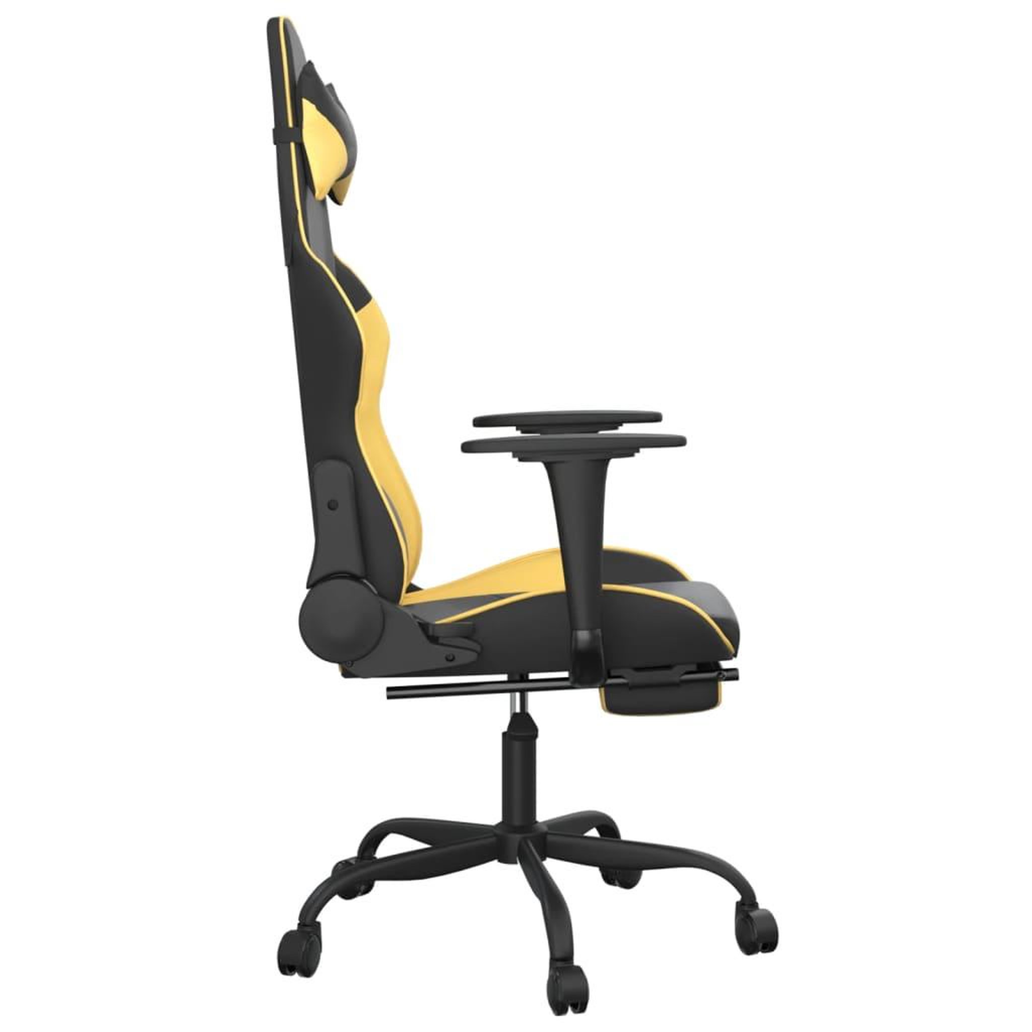 Voir la diapositive 4 : VIDAXL Chaise de jeu avec repose-pied Noir et dore Similicuir