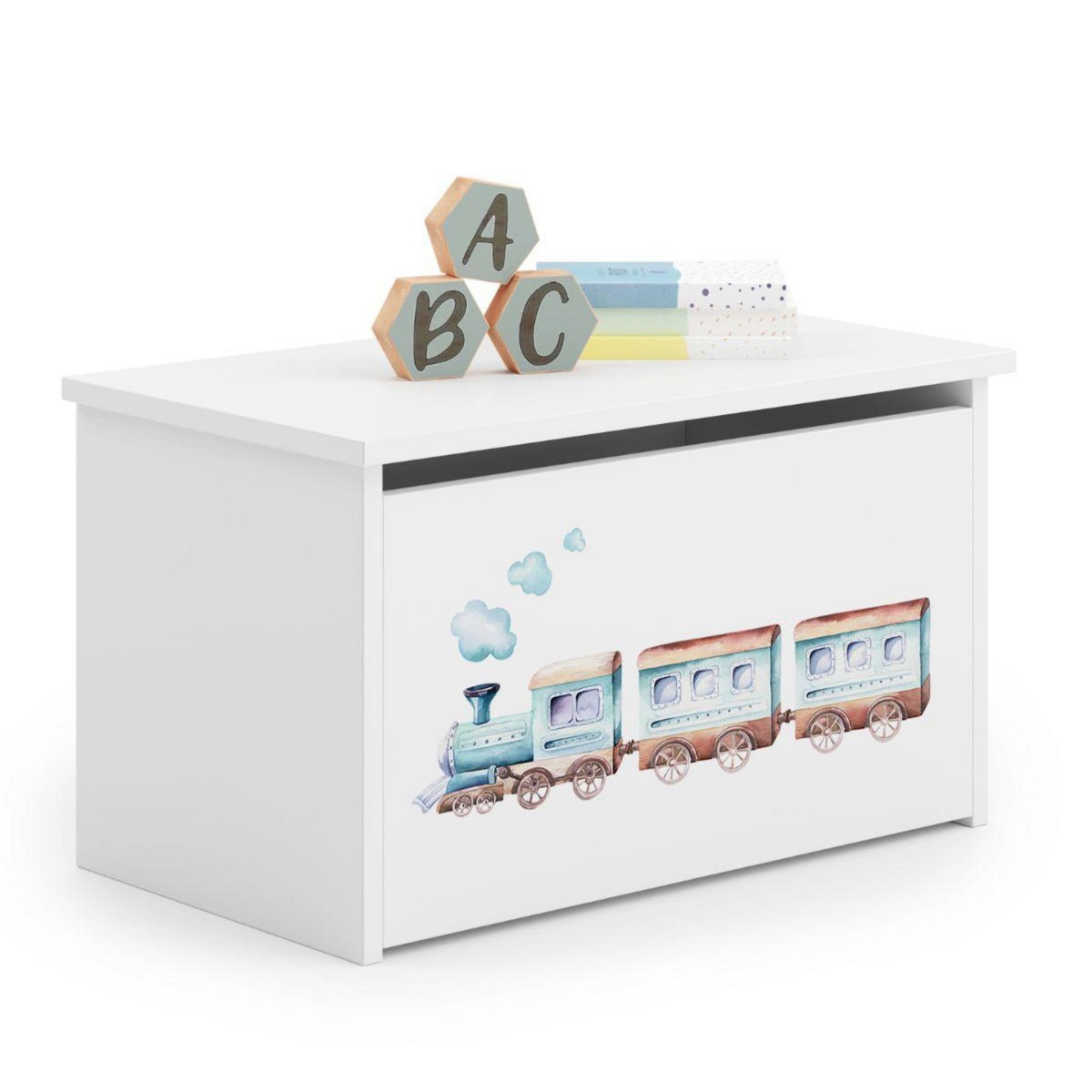 KOBI Coffre à jouets Daria en forme de train - Rangement ludique pour enfants