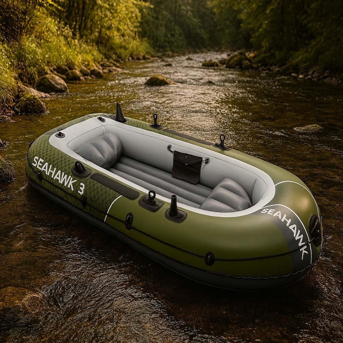 INTEX Kit bateau gonflable 3 places Seahawk 3 avec rames et gonfleur - Intex