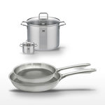 ELO Lot de 2 Poêles 24/28cm & 2 Faitouts 12/26cm Elo Relief Passion