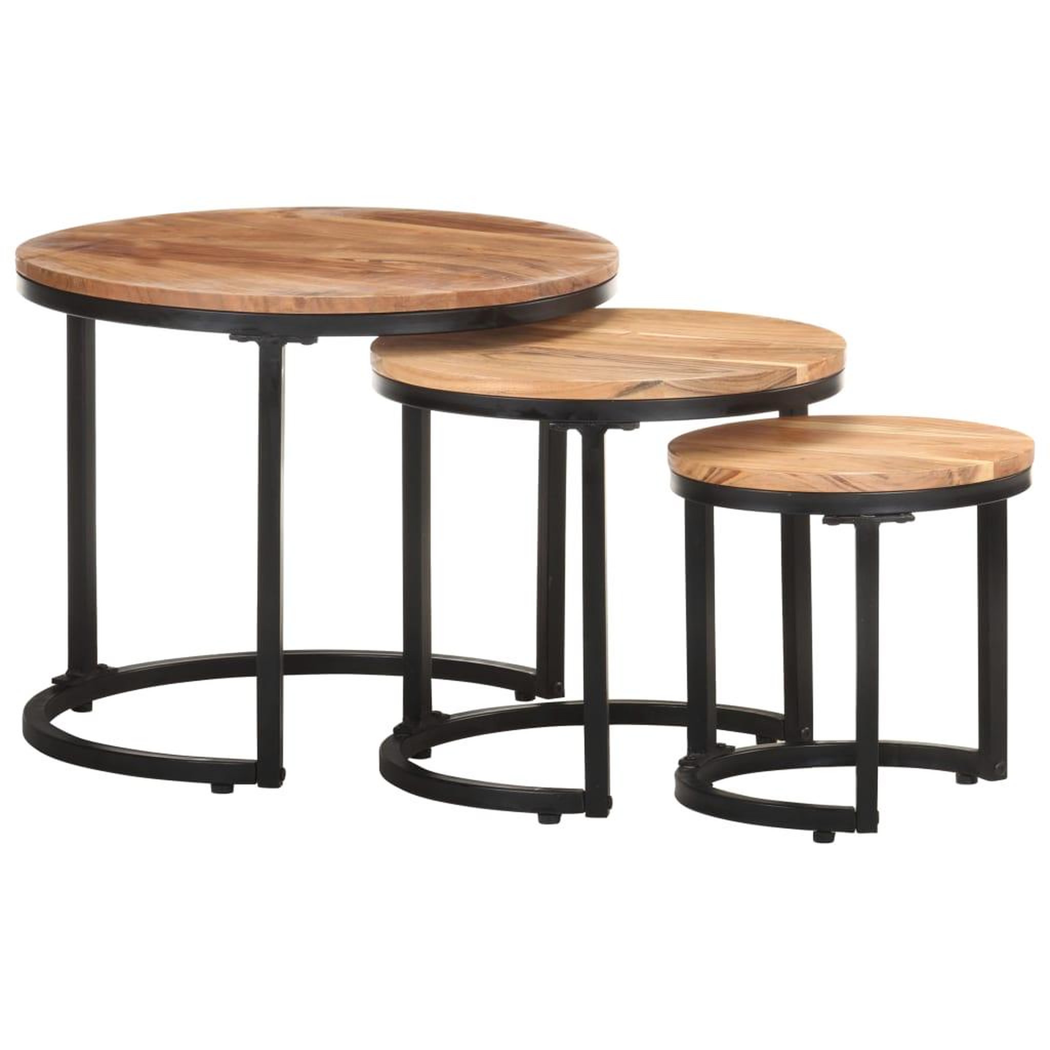Voir la diapositive 1 : VIDAXL Tables d'appoint 3 pcs Bois d'acacia solide