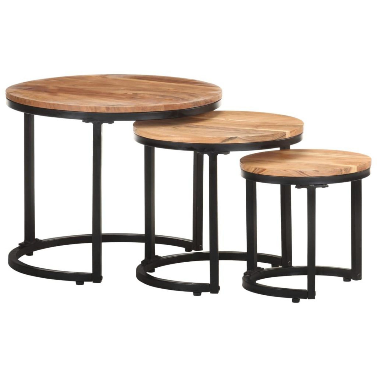 VIDAXL Tables d'appoint 3 pcs Bois d'acacia solide