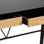 HOMIFAB Bureau 3 tiroirs noir / effet chêne 110 cm - Aya