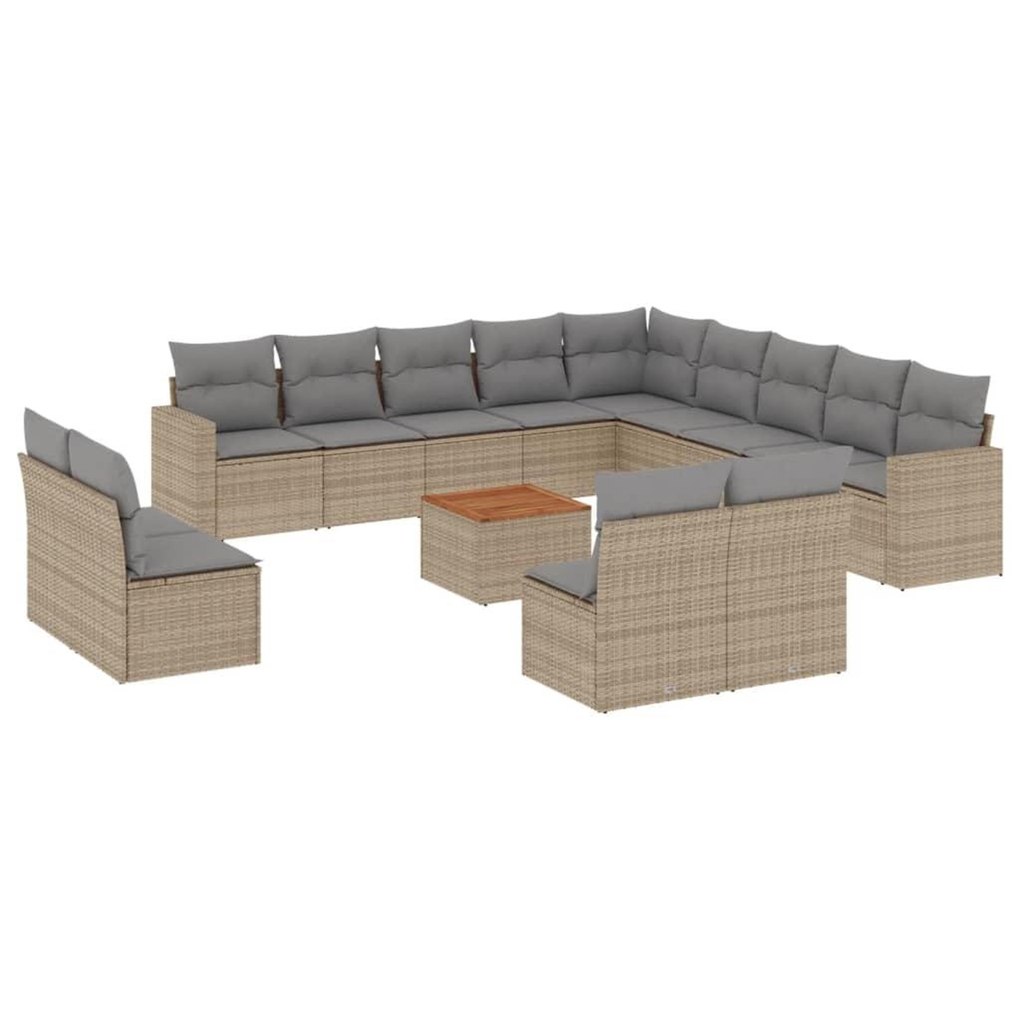 Voir la diapositive 2 : VIDAXL Salon de jardin avec coussins 14 pcs beige resine tressee