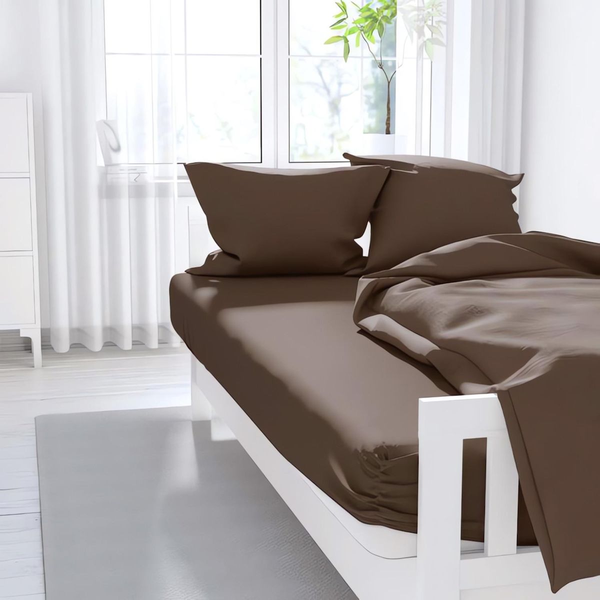 ZZZ Drap housse uni ZZZ chocolat