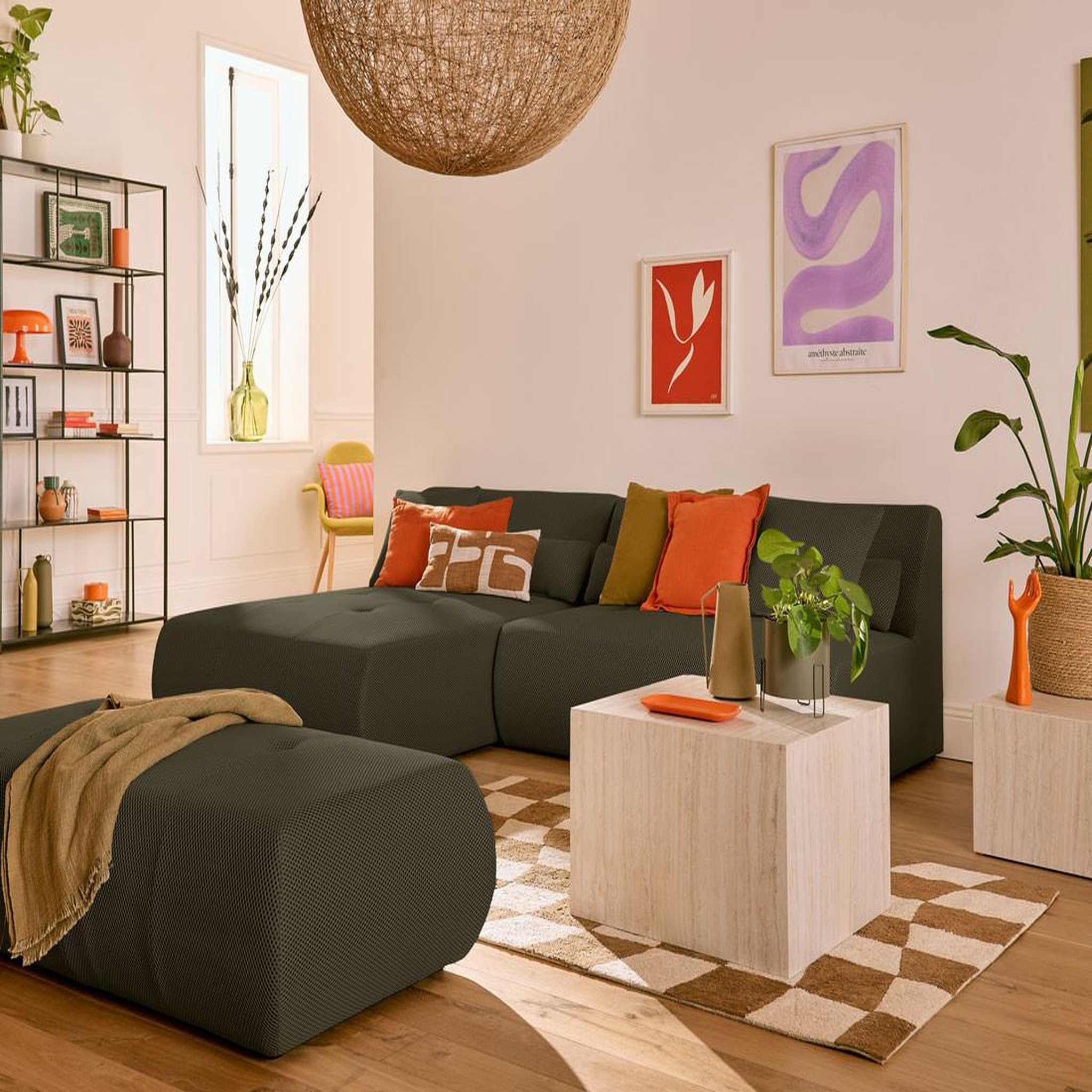 Voir la diapositive 2 : LISA DESIGN Onyx - canapé modulable d'angle réversible 4 places - en tissu mailles 3d